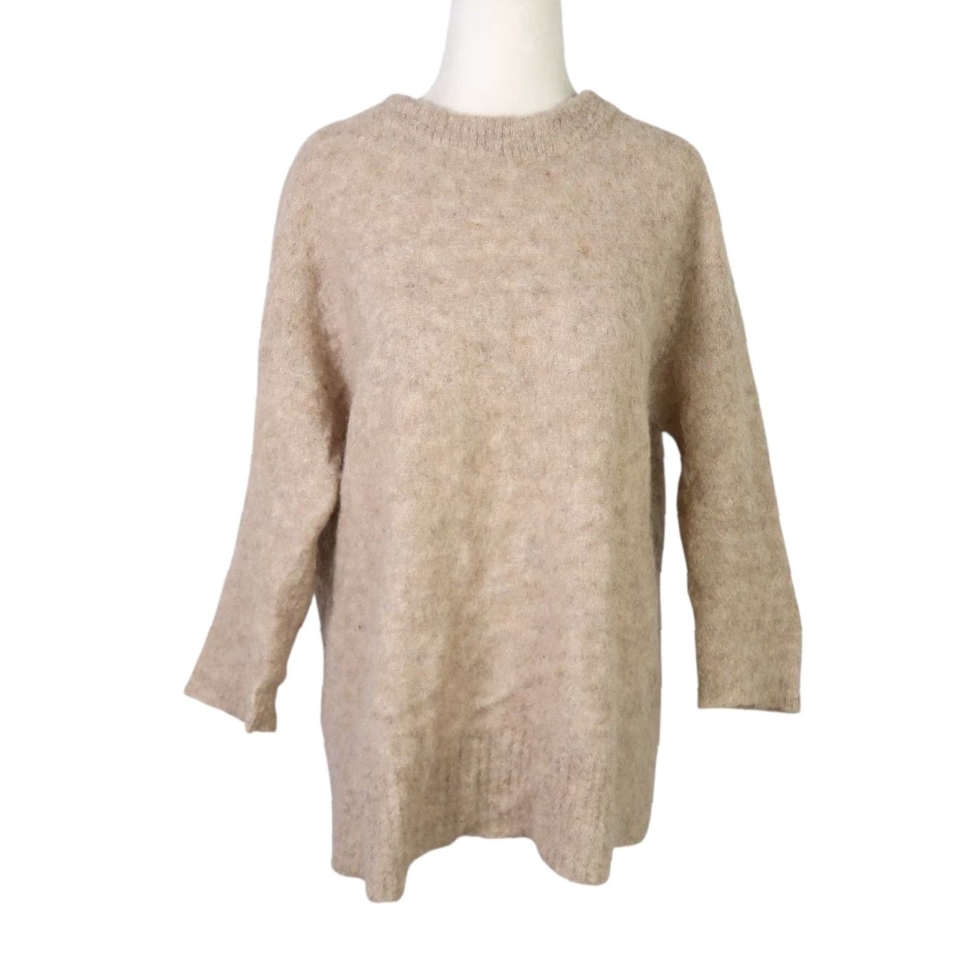 J.Crew J. Crew Sweater Tan Fuzzy Alpaca Wool Knit Tunic Small Size S / US 4 / IT 40 - 2 Thumbnail