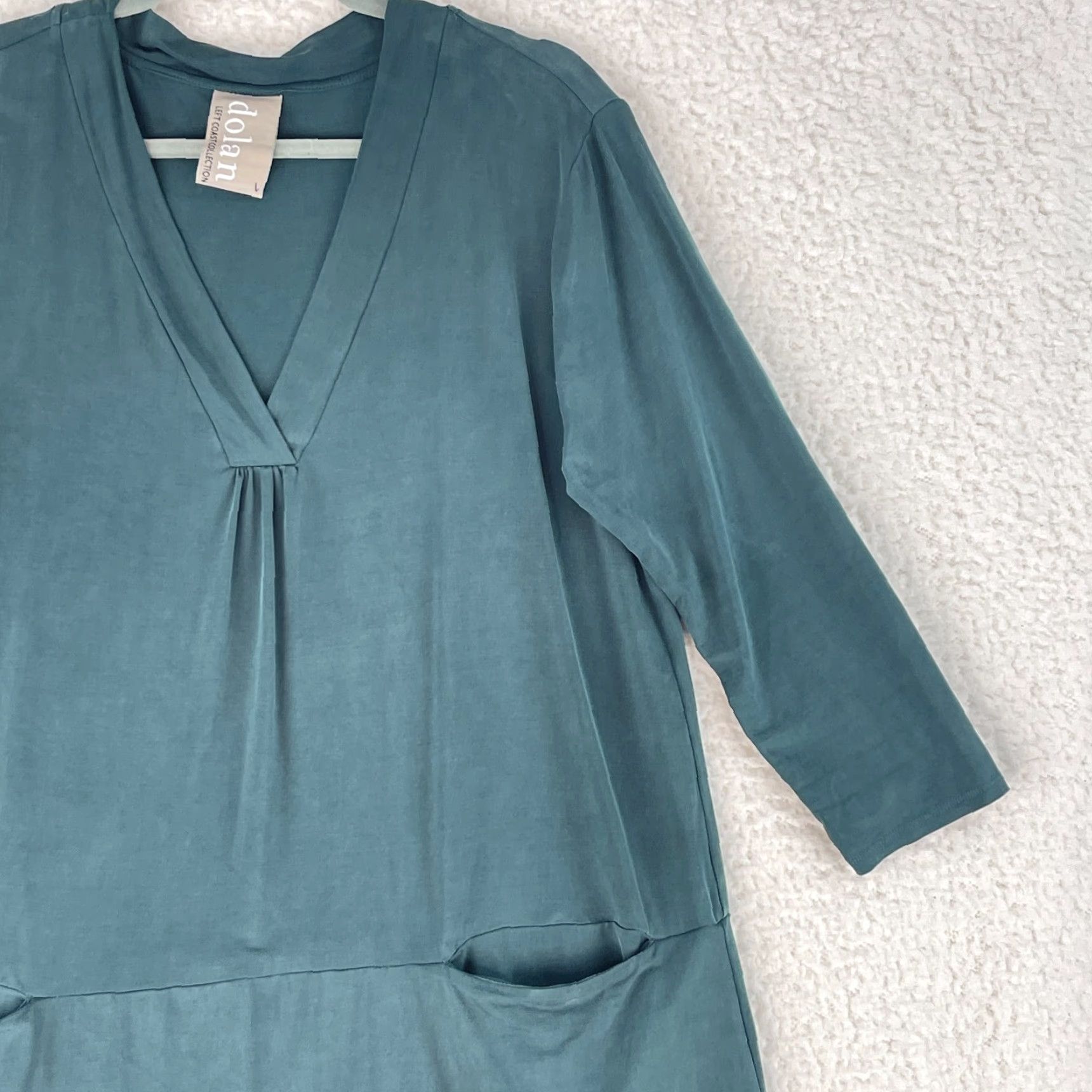 Anthropologie Anthropologie Dolan Left Coast Dress Women L Green 3/4 Sleeve V-Neck Stretch Casual Party/Cocktail Travel A-Line Knee Length Vintage: No Size L / US 10 / IT 46 - 3 Thumbnail