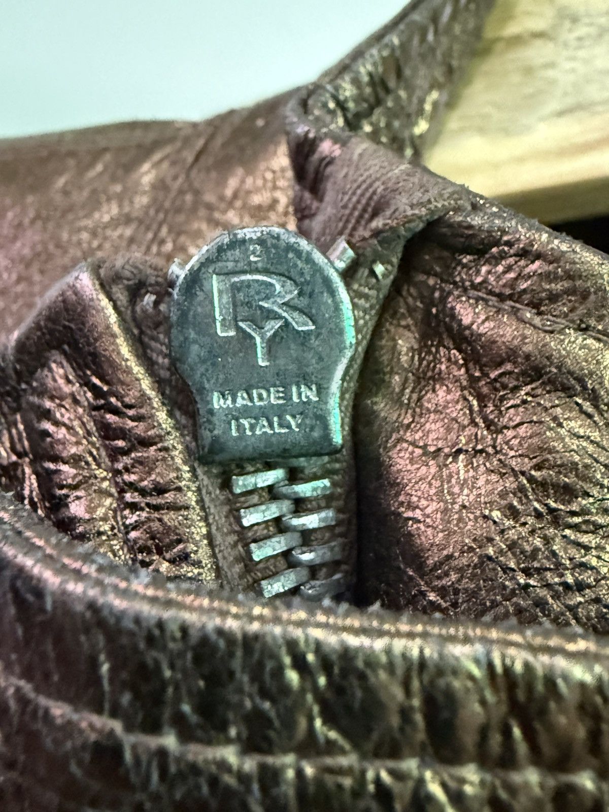 Rick Owens Rick Owens Bronze Funnel Neck Leather Jacket Size US XS / EU 42 / 0 - 9 Thumbnail