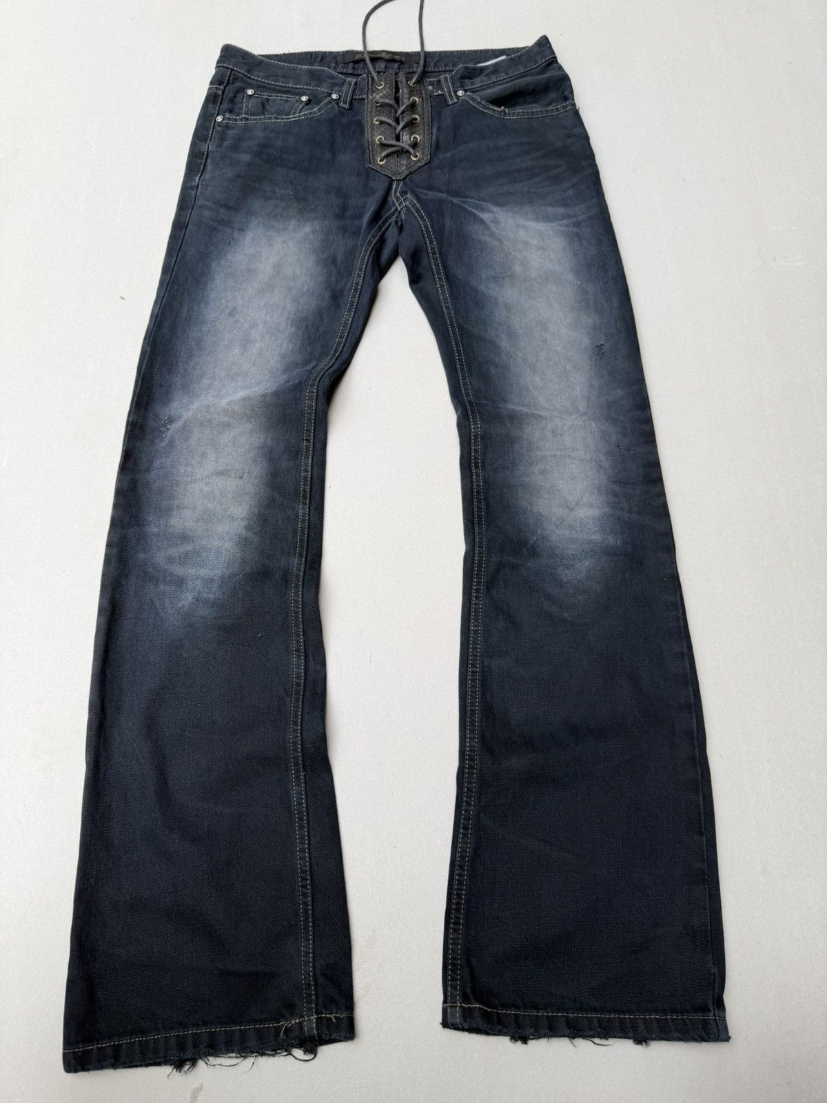 Japanese Brand Example Lace up flare jeans Size US 30 / EU 46 - 1 Thumbnail