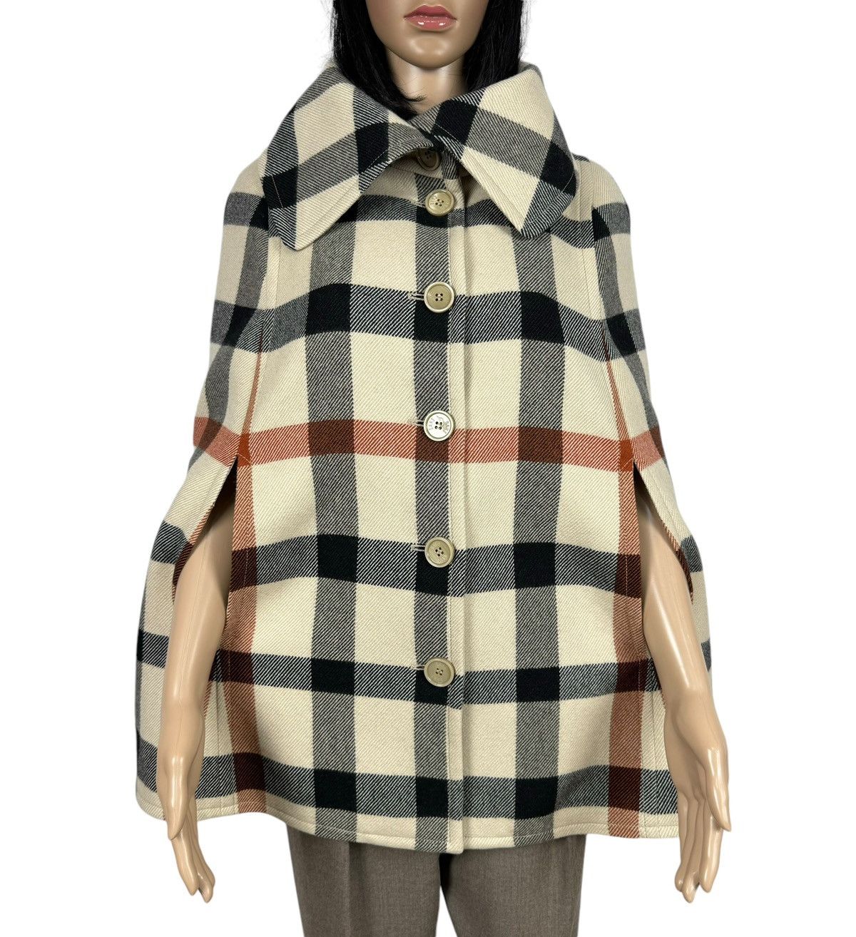 DAKS Daks London Plaid Wool-Cotton Cape Coat size UK10 IT42 Size M / US 6-8 / IT 42-44 - 2 Thumbnail