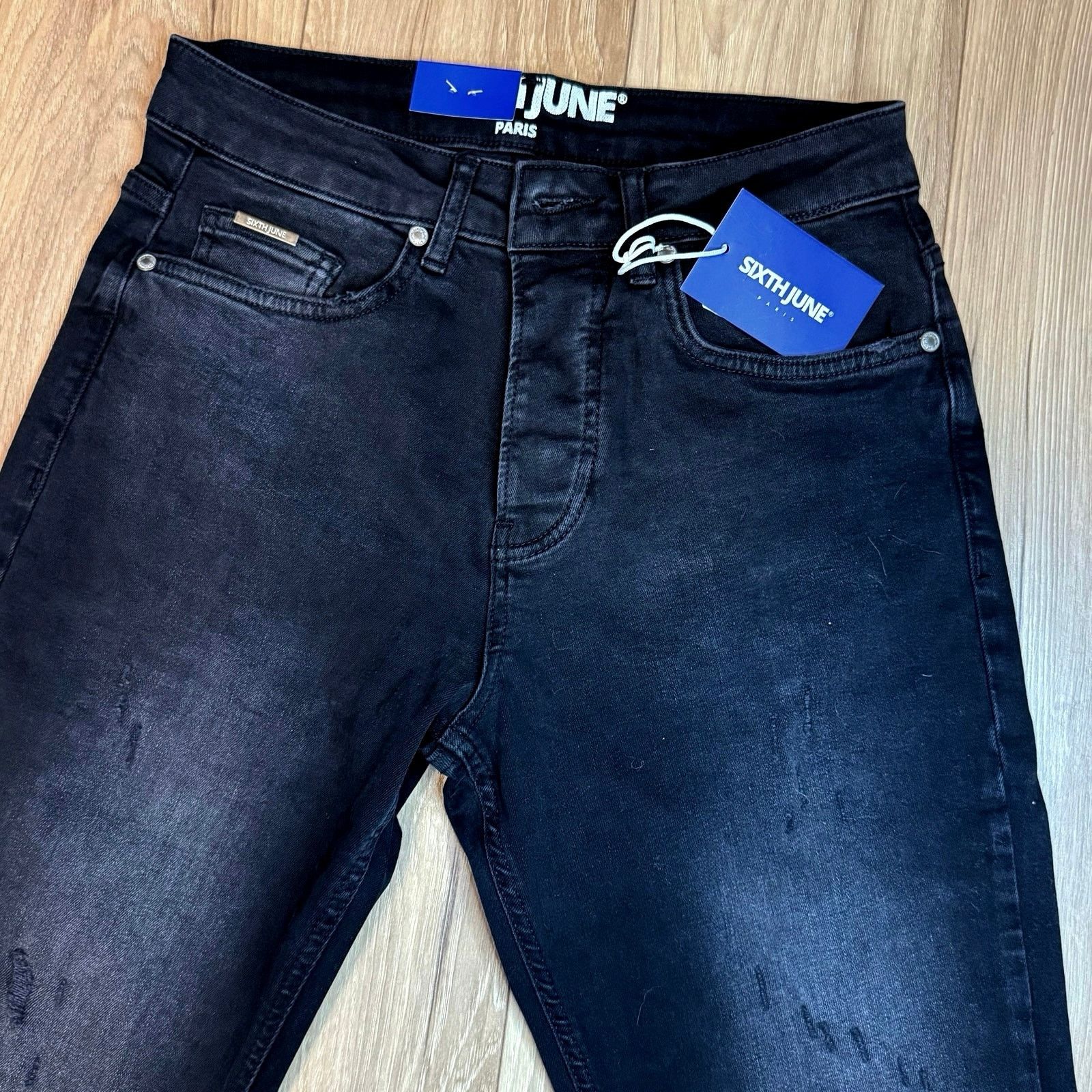 Sixth June Paris •NWT• Sixth June Paris Destressed Black Demin • Mens Size 28 Size 28" / US 6 / IT 42 - 9 Thumbnail