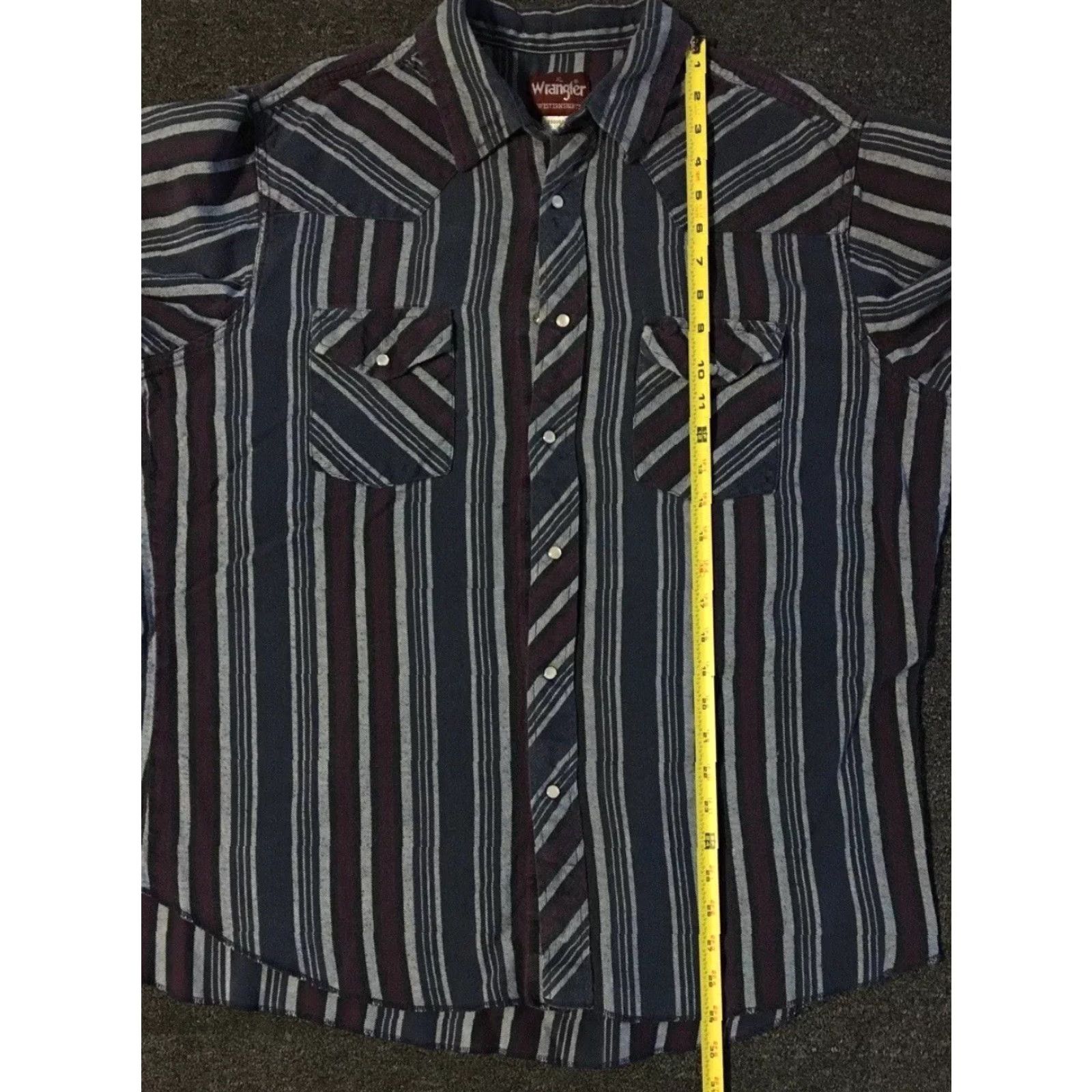 Wrangler VINTAGE Wrangler Striped Pearl Snap Shirt Western Cowboy Rodeo Aztec Grunge 90s XL Blue Cotton Button-Up Mens Size US XL / EU 56 / 4 - 5 Thumbnail