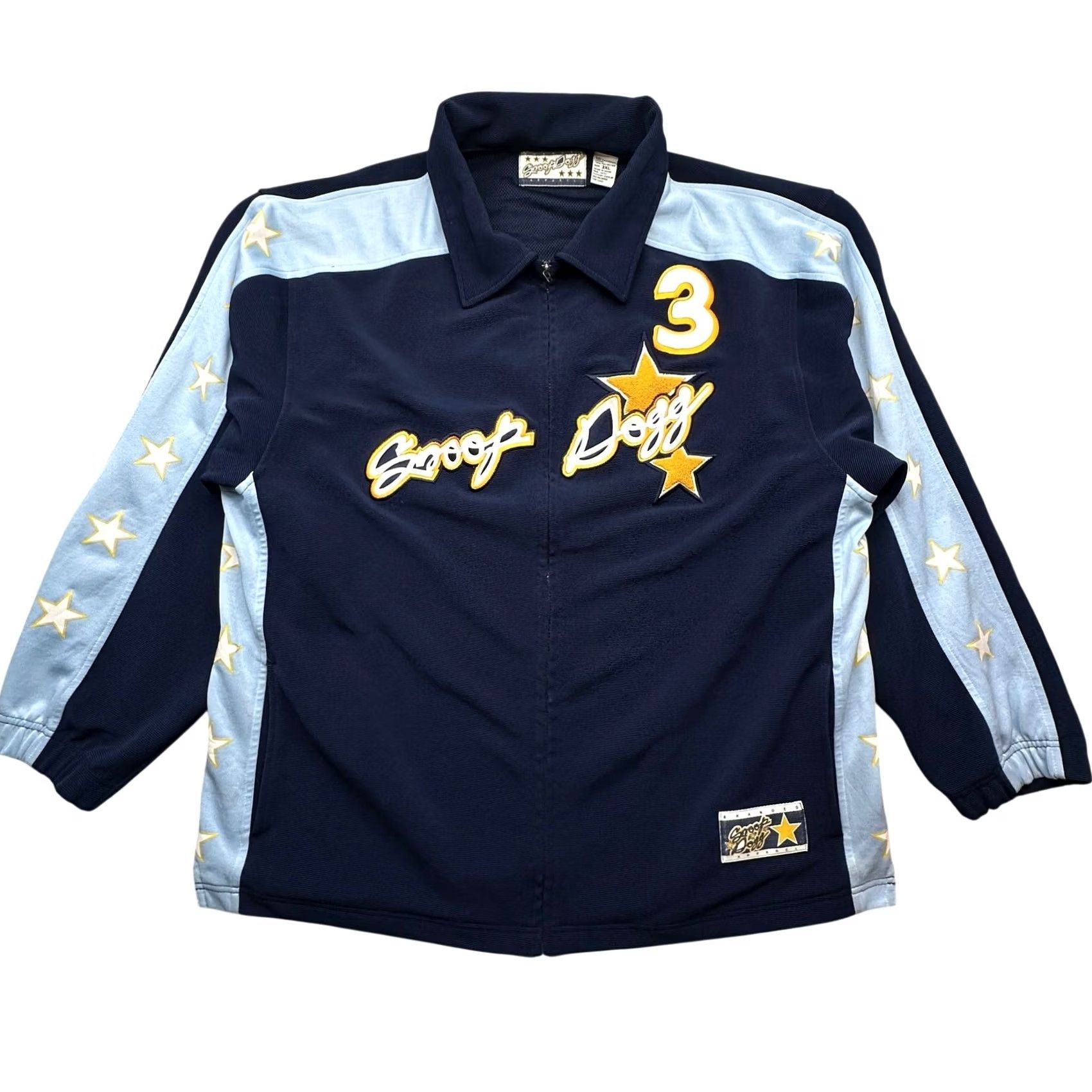 Vintage VINTAGE Snoop Dogg Branded Apparel #3 Varsity Warm Up Jacket Mens 2XL Hip Hop Blue Solid Zip Coat Pattern Jacket Long Sleeve College style Size US XXL / EU 58 / 5 - 2 Thumbnail