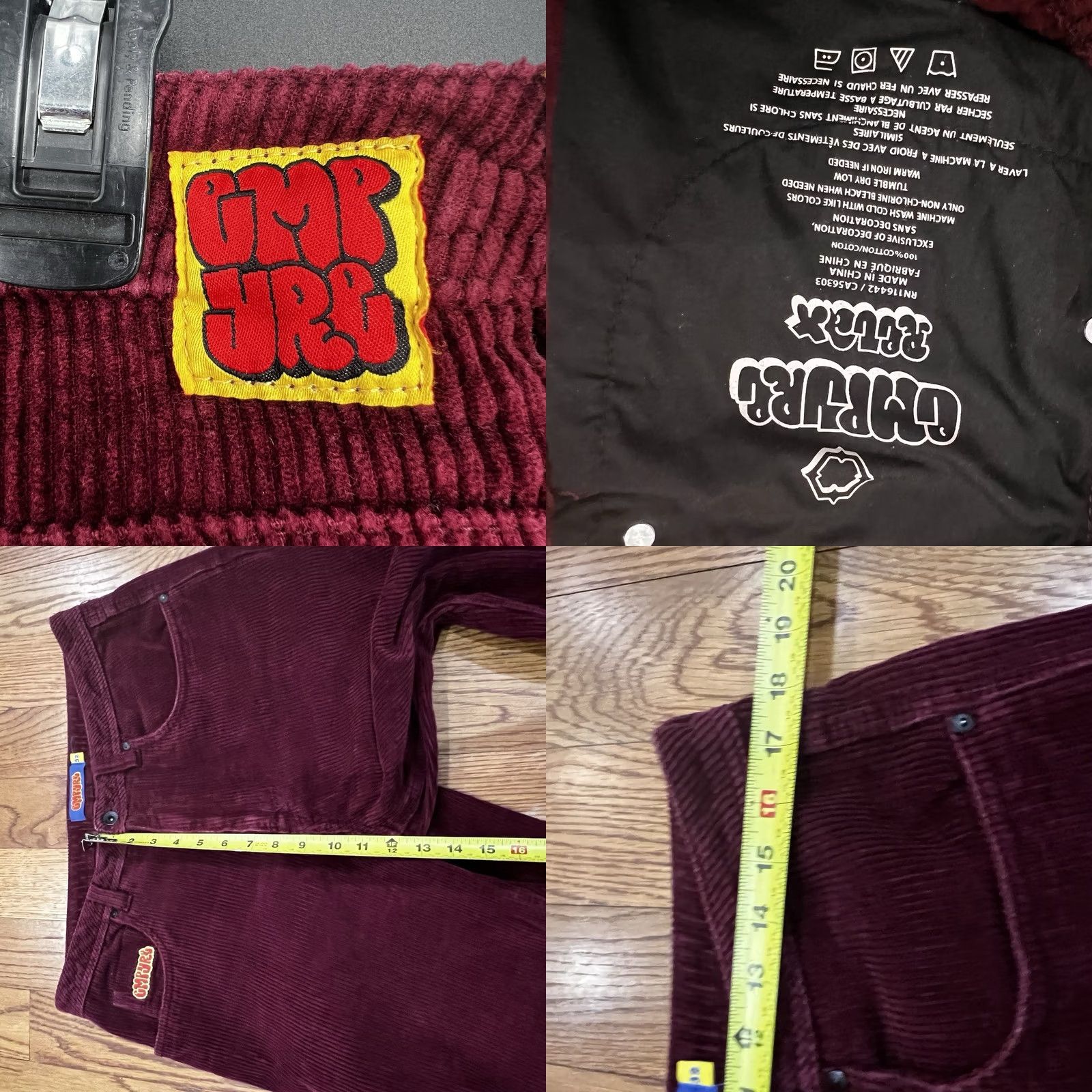 Empyre EMPYRE Relax Maroon Corduroy Pants Men 32 x 30 Slim? Relaxed Fit 5-Pocket Red Corduroy Tapered Inseam 30 Size US 32 / EU 48 - 8 Thumbnail