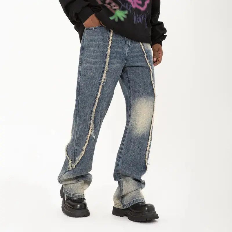 Japanese Brand Retro loose straight leg fringed jeans Size US 32 / EU 48 - 4 Thumbnail