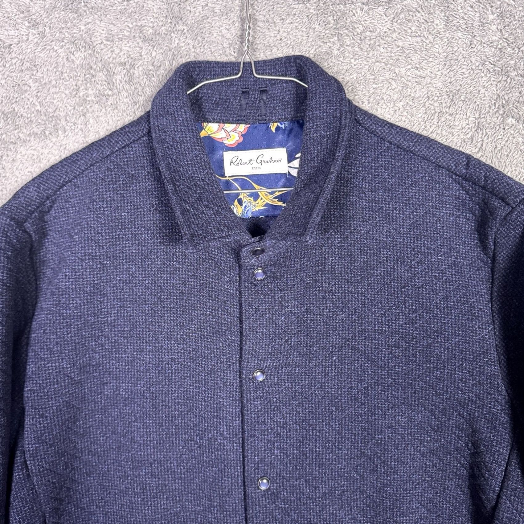 Robert Graham Robert Graham XL Overshirt Pearl Snap Diamond Quilted Shacket Tailor - Mens Blue Size US XL / EU 56 / 4 - 5 Thumbnail