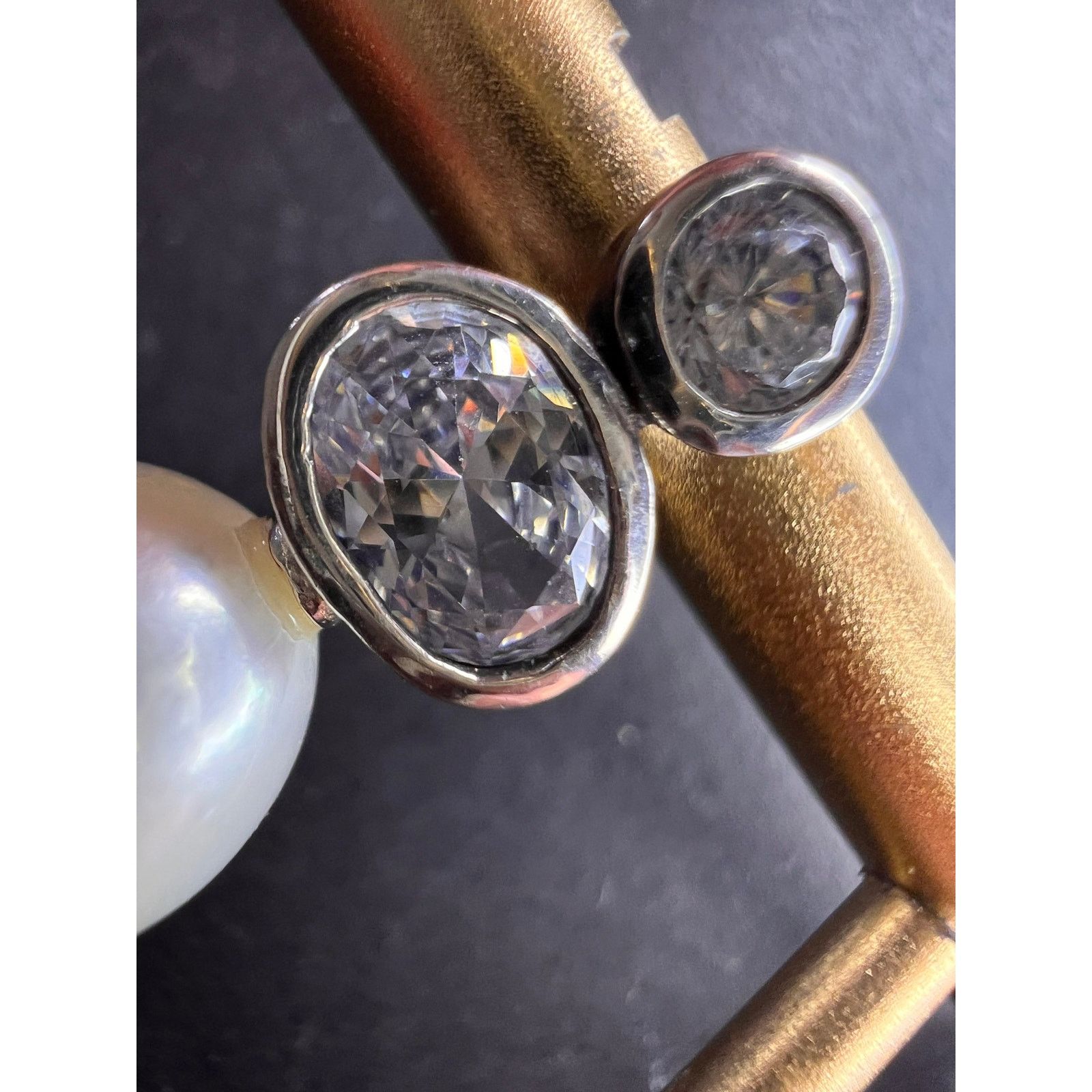 Other Cultured pearl and CZ sterling silver drop earrings Size ONE SIZE - 12 Thumbnail