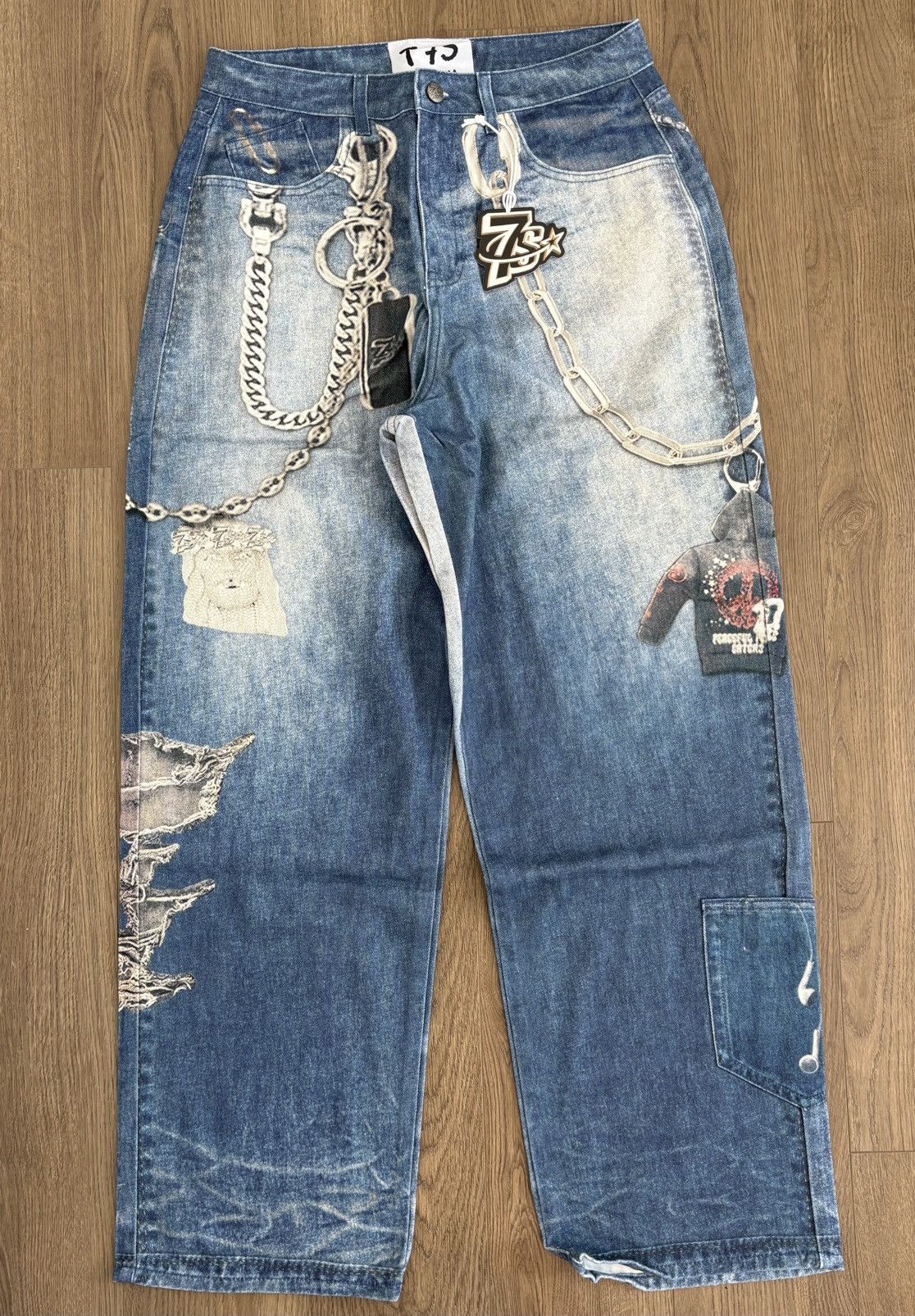 TRIPLE SEVENS Triple Sevens 2D Size 28 JeansBlueDenim Pants Baggy Wide Leg Size US 28 / EU 44 - 1 Thumbnail