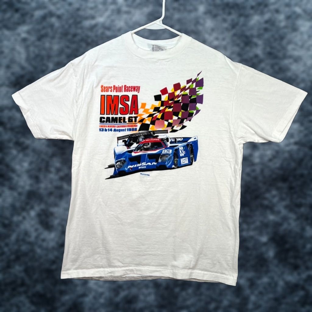 Hanes VINTAGE 1988 IMSA Camel GT Sears Point Raceway T Shirt White Mens XL Size US XL / EU 56 / 4 - 1 Thumbnail