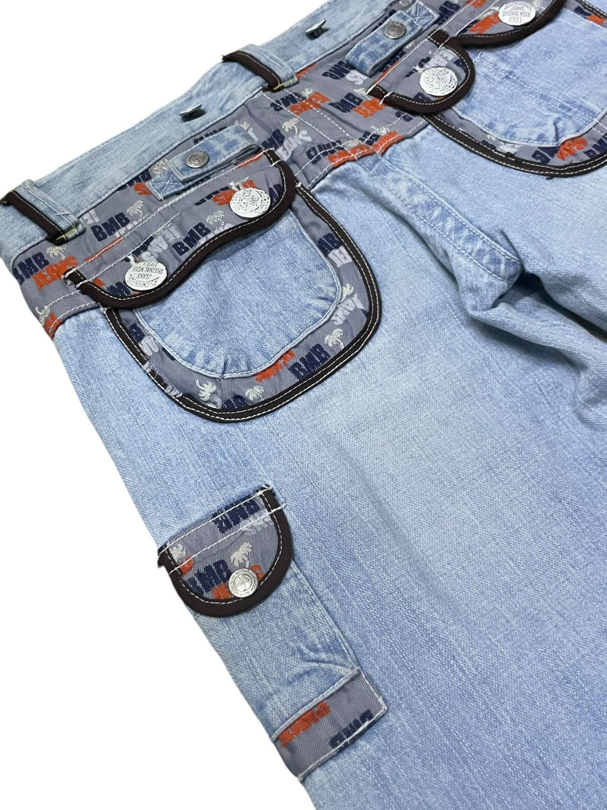 Hysteric Glamour × Japanese Brand × Red Monkey Blue Moon Japan Flared Wide Leg Cargo Jeans Low Rise Size US 32 / EU 48 - 11 Thumbnail