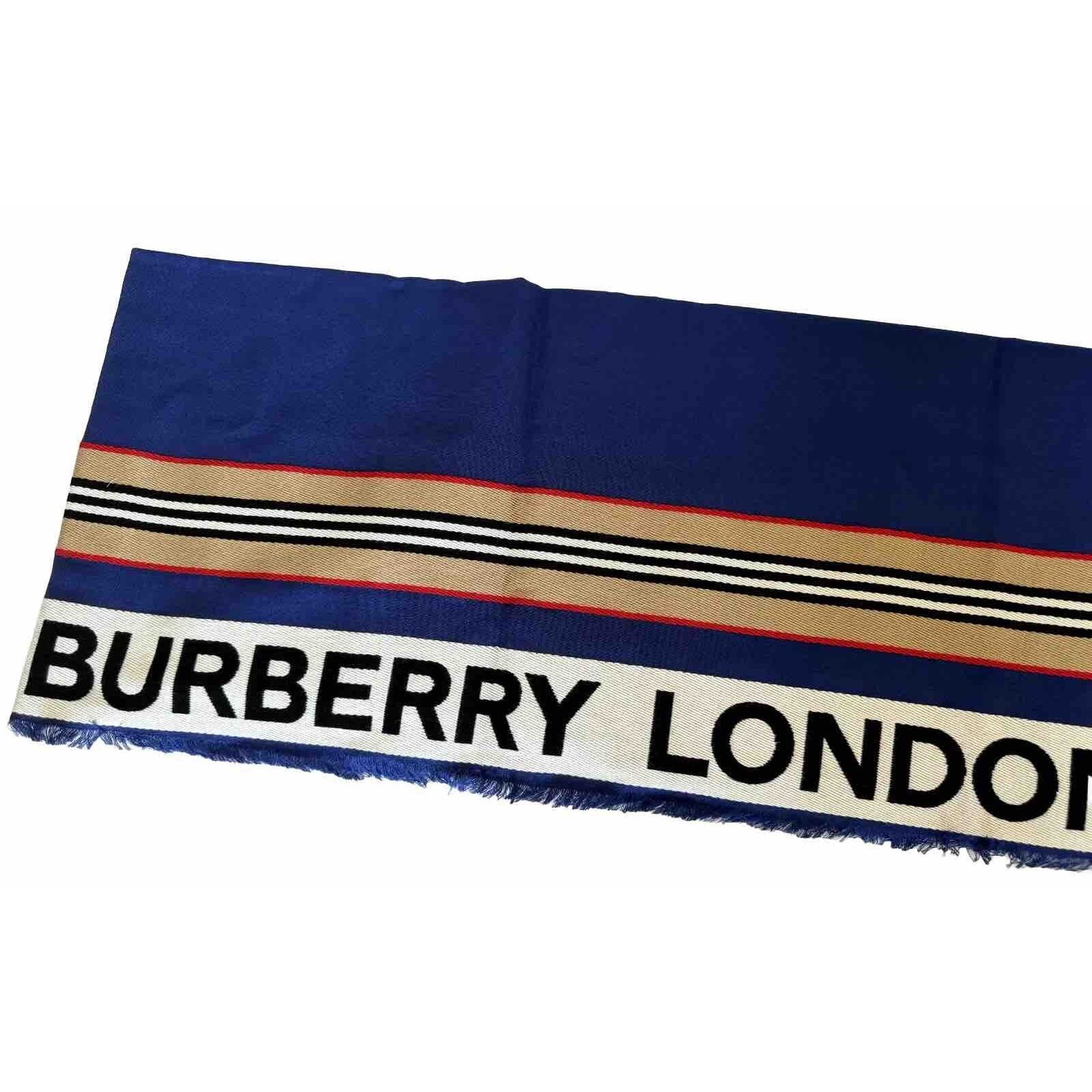 Burberry NWT $470 Burberry Cotton Scarf Denim Blue 185x100 8067360 Size ONE SIZE - 3 Thumbnail