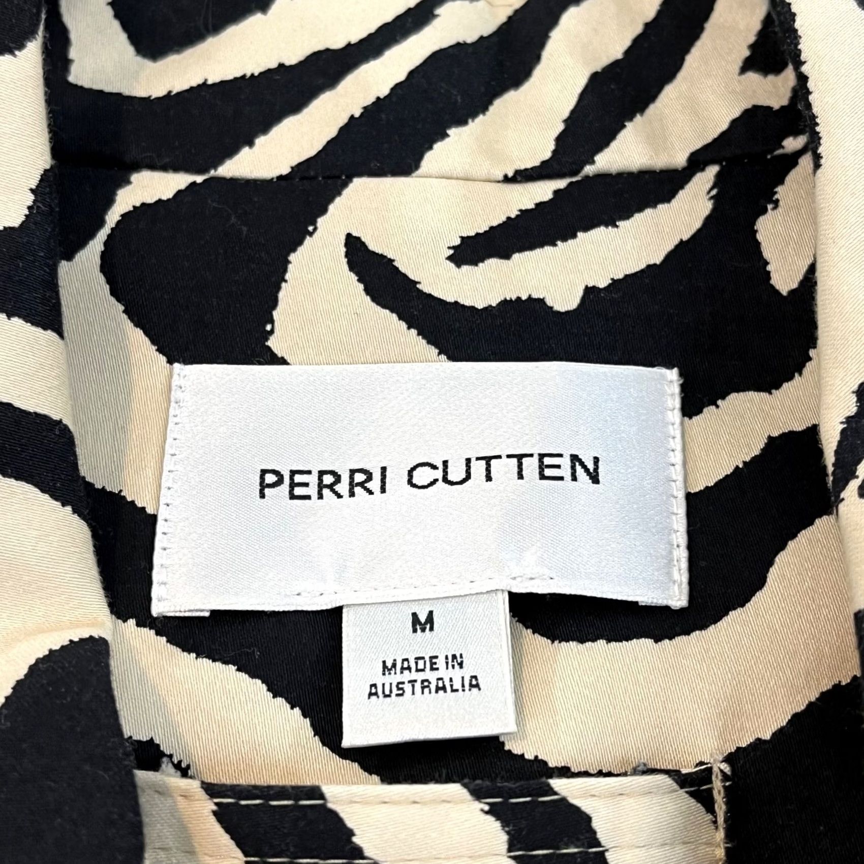 Vintage PERRI CUTTEN Women Medium Brown Black Zebra Long Overcoat Tie Wrap Collared Coat Size M / US 6-8 / IT 42-44 - 2 Thumbnail