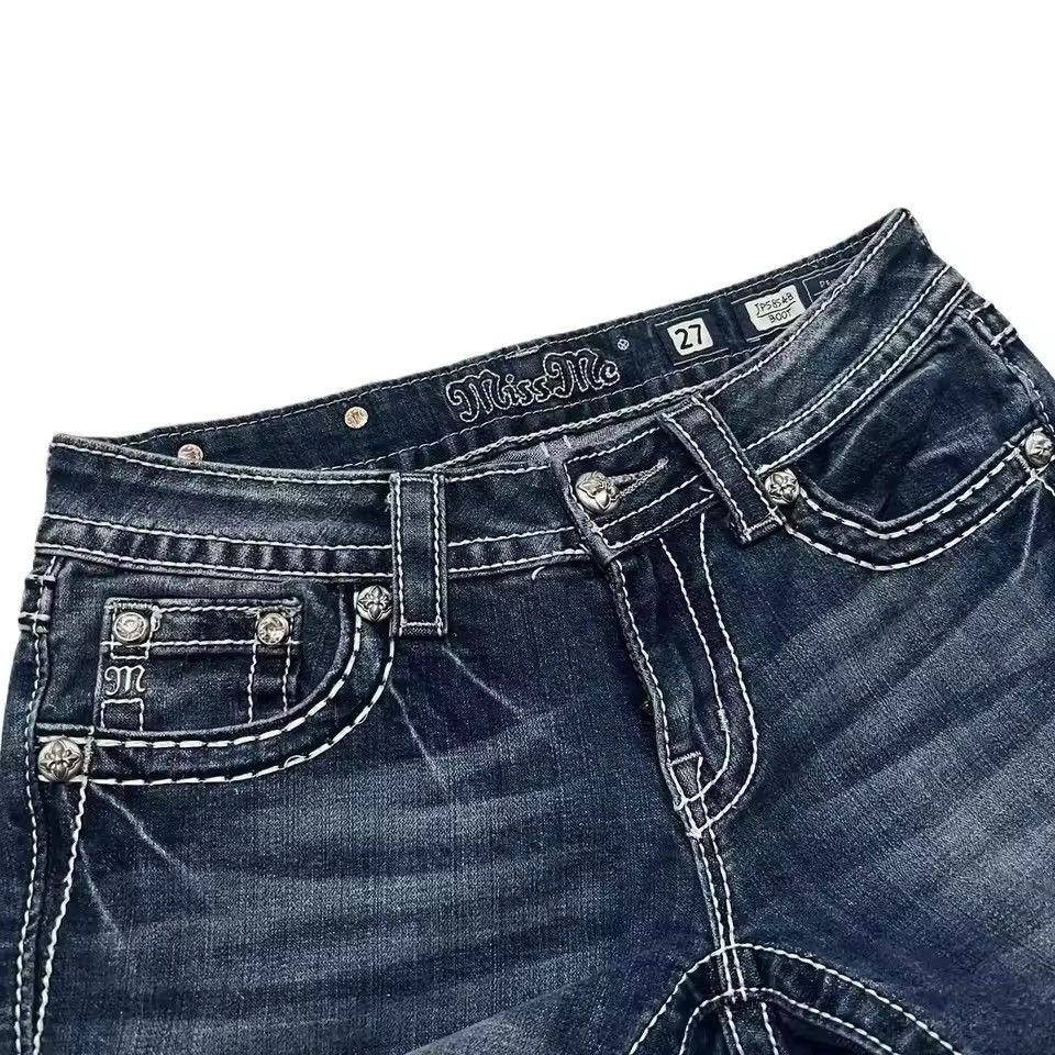 Jean Y2k Streetwear Vintage Style Gothic Punk Bootcut Jeans Size 27" / US 4 / IT 40 - 3 Thumbnail