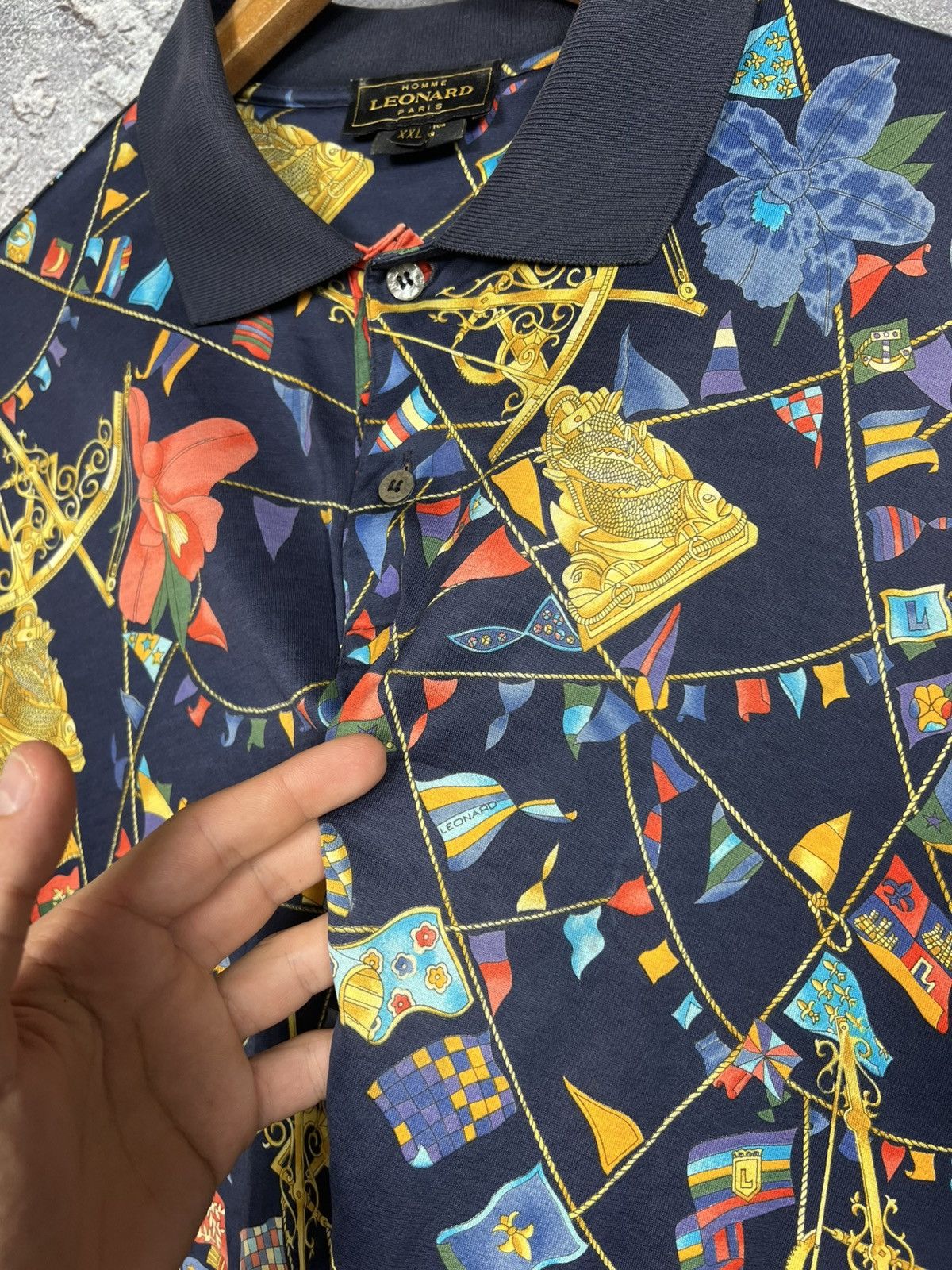 Leonard Paris Vintage Lonard Paris All Over Floral Print Polo Size Xxl Size US XXL / EU 58 / 5 - 6 Thumbnail