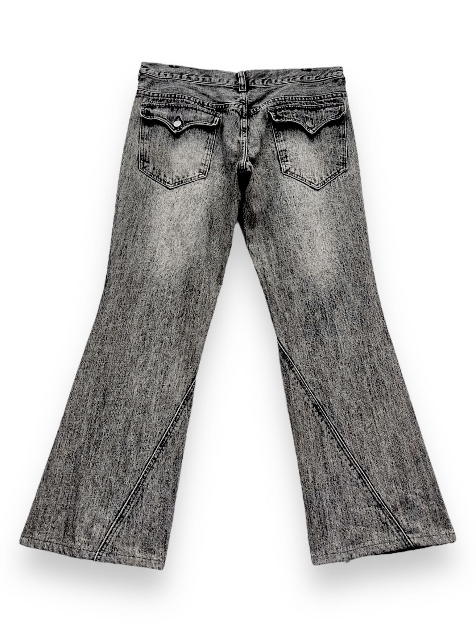 Japanese Brand 🔥FYE🔥Vintage DAILY NEWS Retro Punk Acid Wash Denim FLARED Size US 34 / EU 50 - 3 Thumbnail