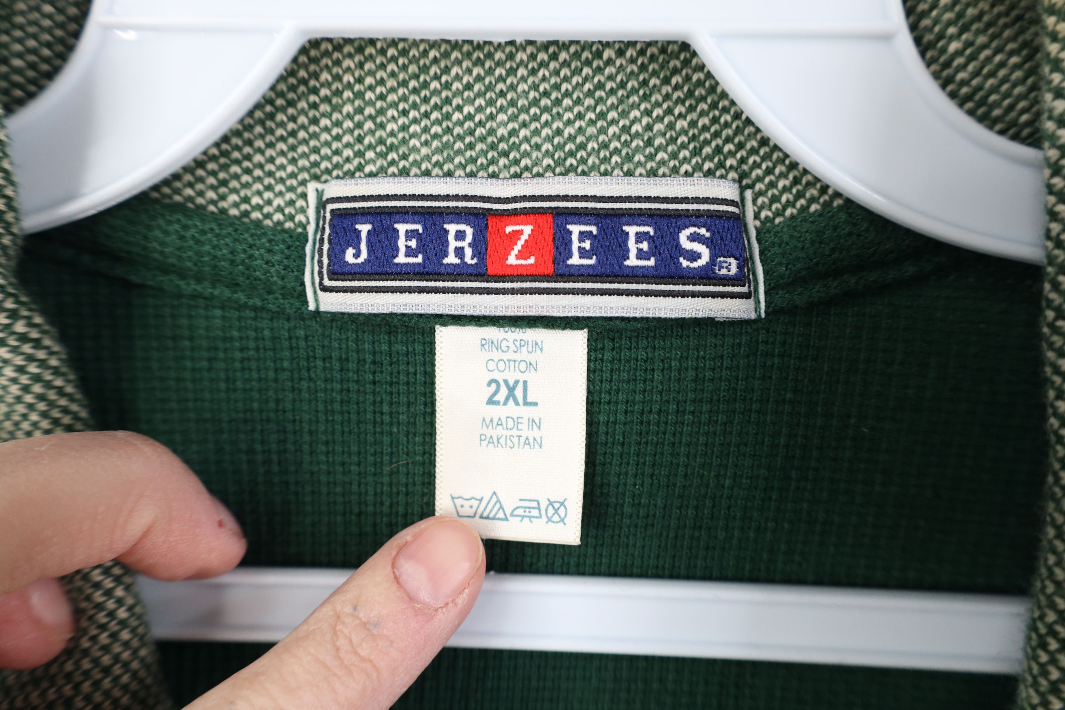 Vintage Vintage 90s Streetwear Heavy Thermal Knit Golf Polo Green Size US XXL / EU 58 / 5 - 5 Thumbnail