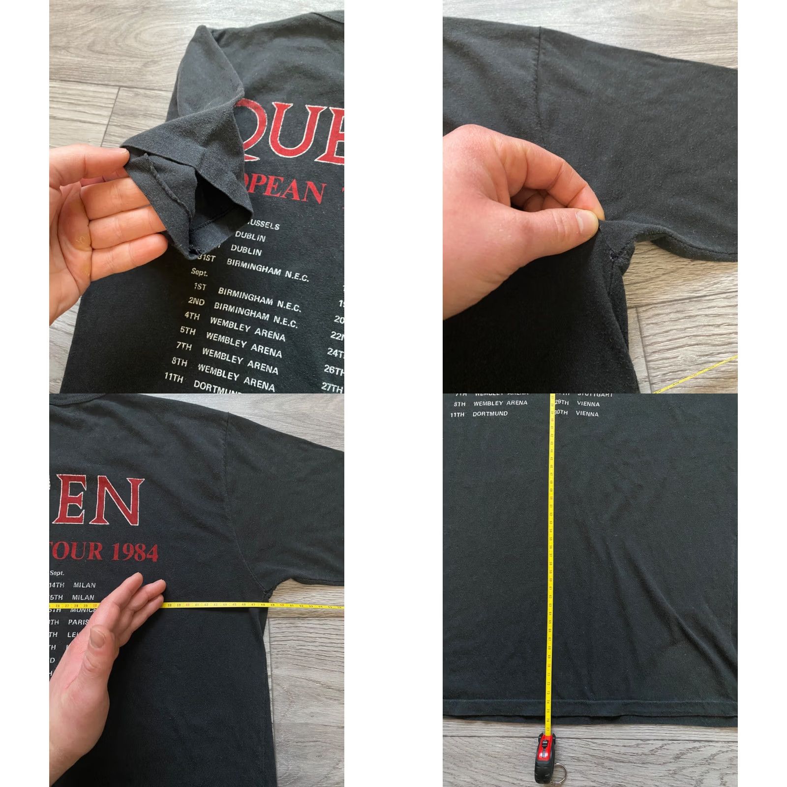 Vintage VINTAGE Queen European Concert Tour Black T-shirt Mens L XL Black Music Band Rock T-Shirt 1984 9/10 Size US L / EU 52-54 / 3 - 8 Thumbnail