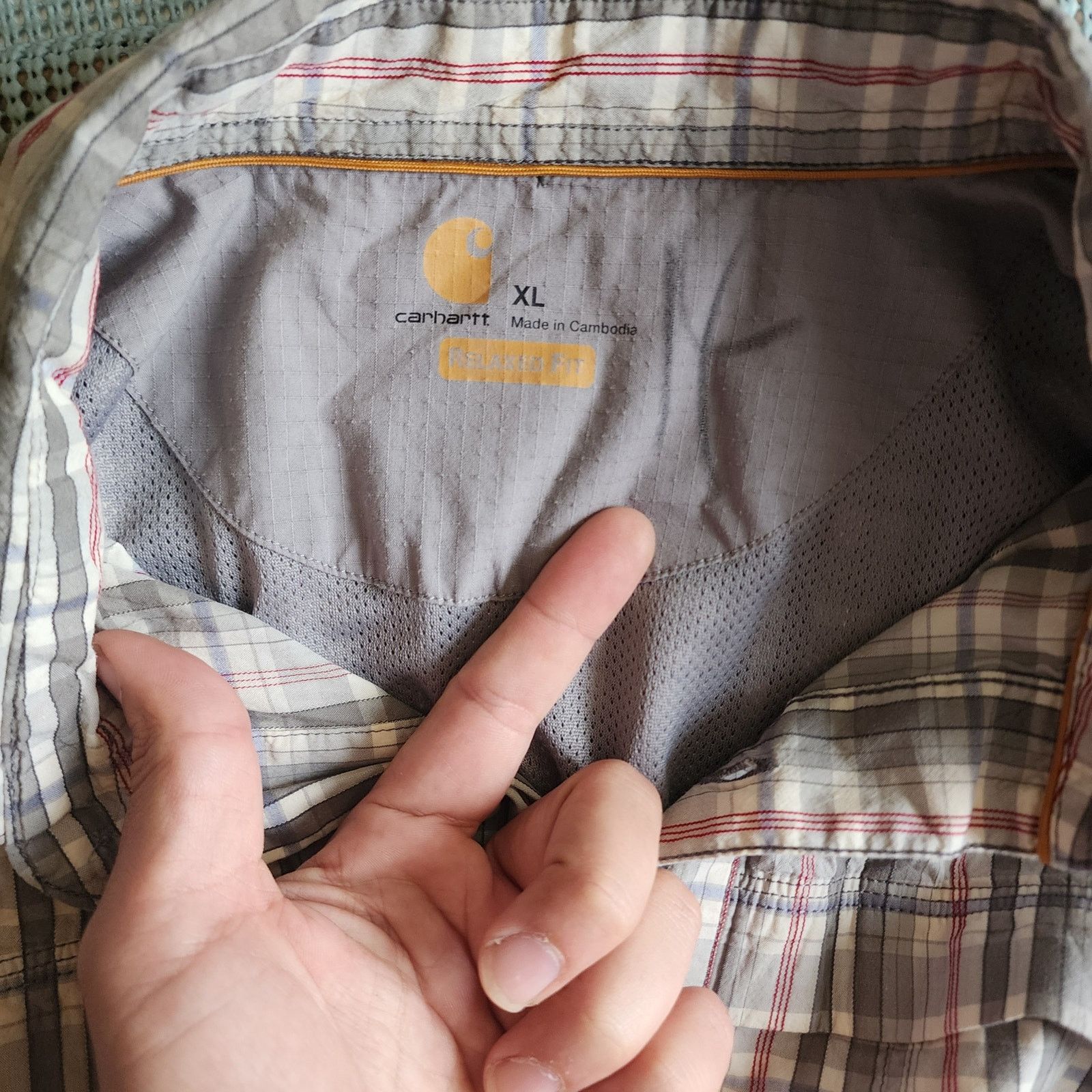 Carhartt Carhartt XL Gray Red Plaid Vented Shirt Short Size US XL / EU 56 / 4 - 8 Thumbnail