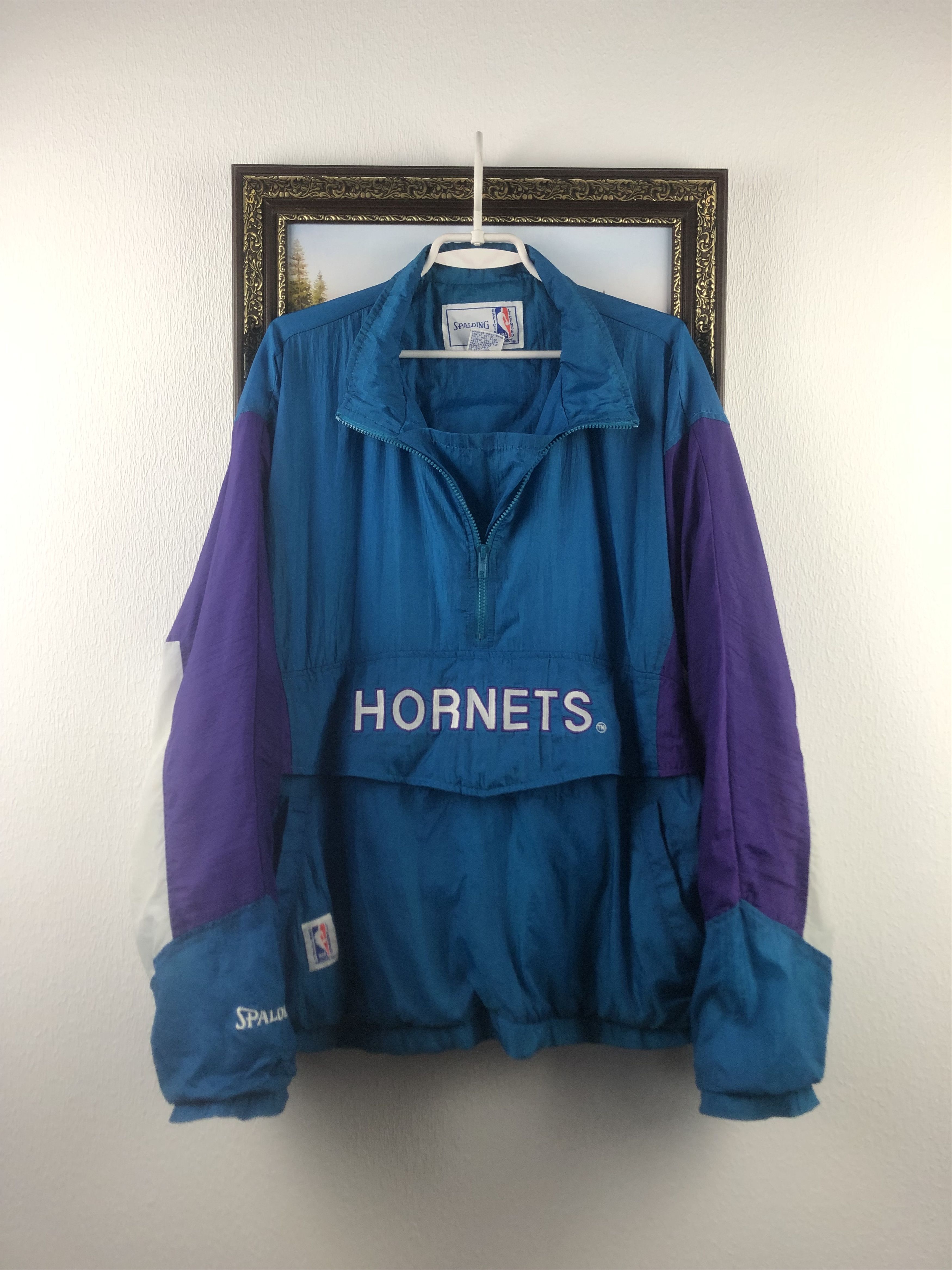 NBA Vintage 90's Charlotte Hornets NBA Spalding Jacket Blue Rare Size US XL / EU 56 / 4 - 5 Thumbnail