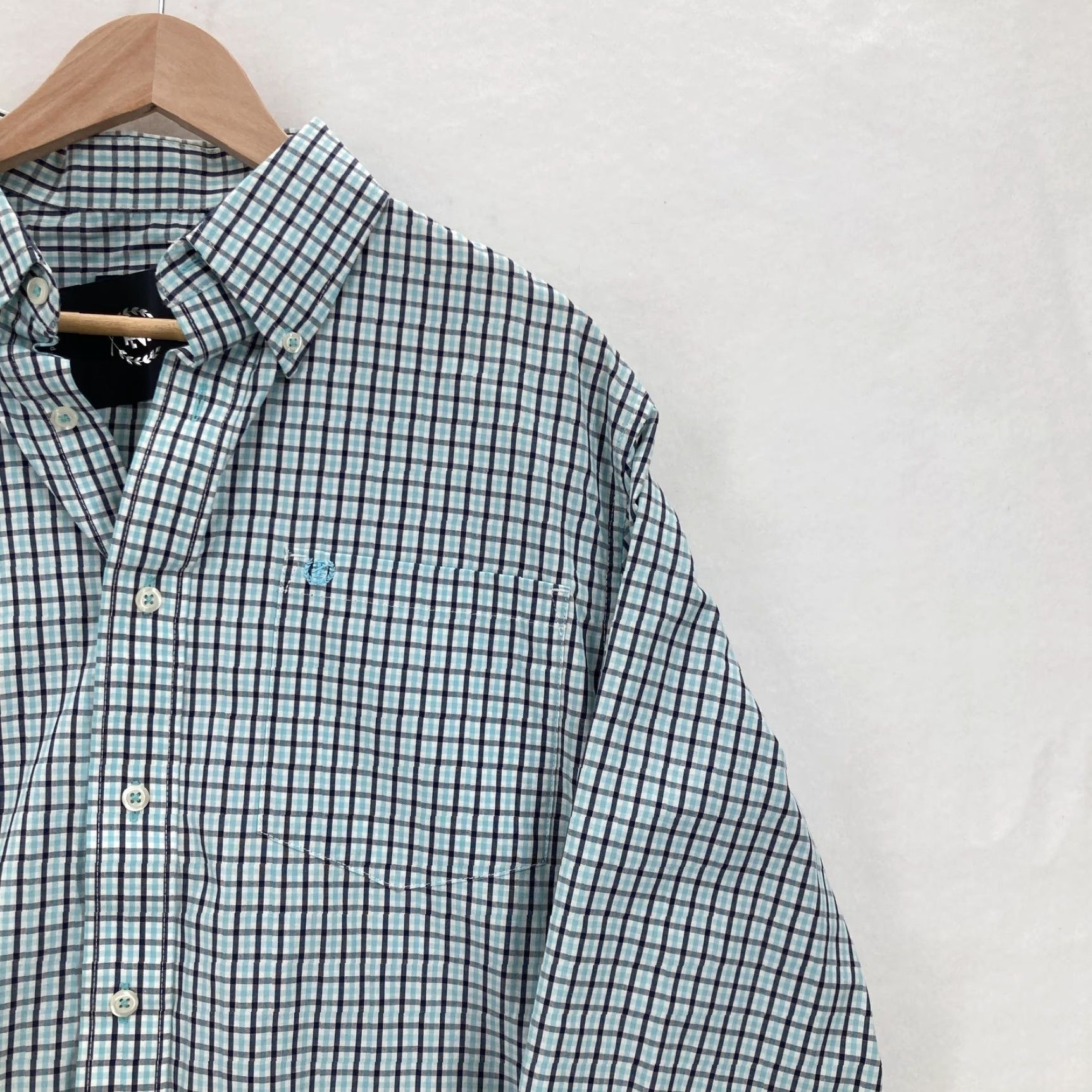 Izod Izod Shirt Mens Medium True Aqua Blue Plaid Button-Down Long Sleeve Casual NWT Size US M / EU 48-50 / 2 - 2 Thumbnail