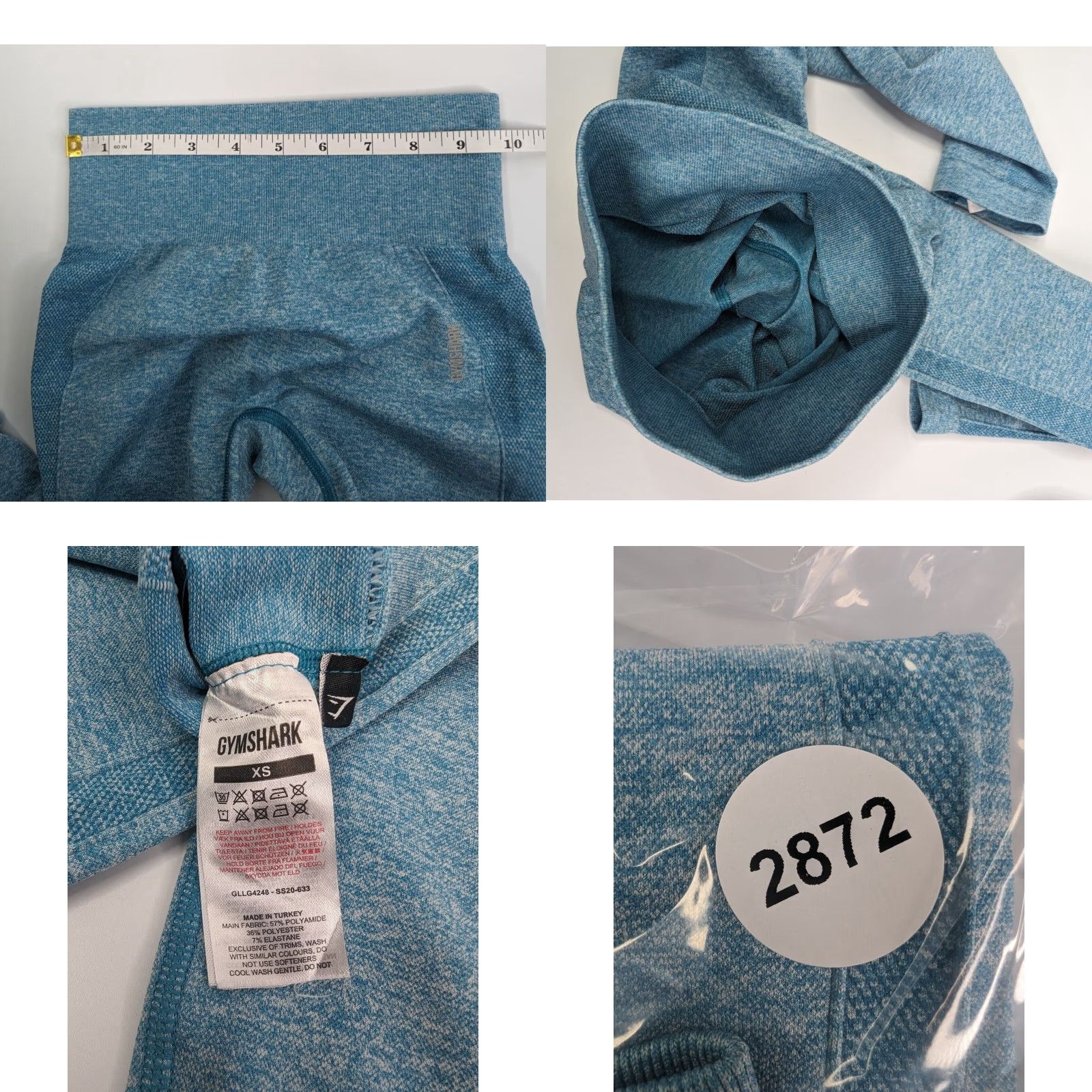 Gymshark Gymshark Leggings Women's XS Compression Blue Marl Size 26" / US 2 / IT 38 - 8 Thumbnail