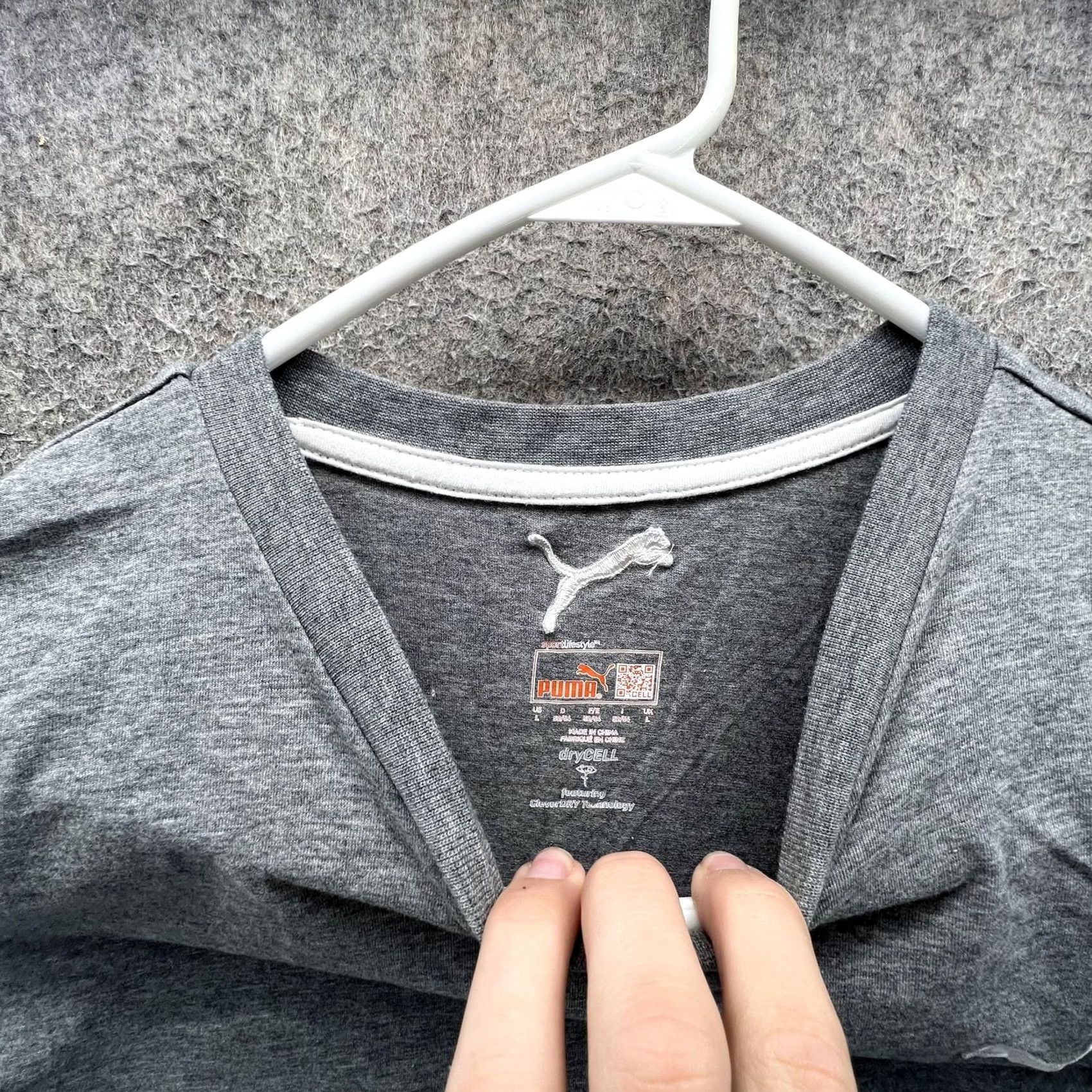 Puma Puma Shirt Mens Large Gray DryCELL V Neck Short Sleeve Athletic Performance Top Size US L / EU 52-54 / 3 - 3 Thumbnail