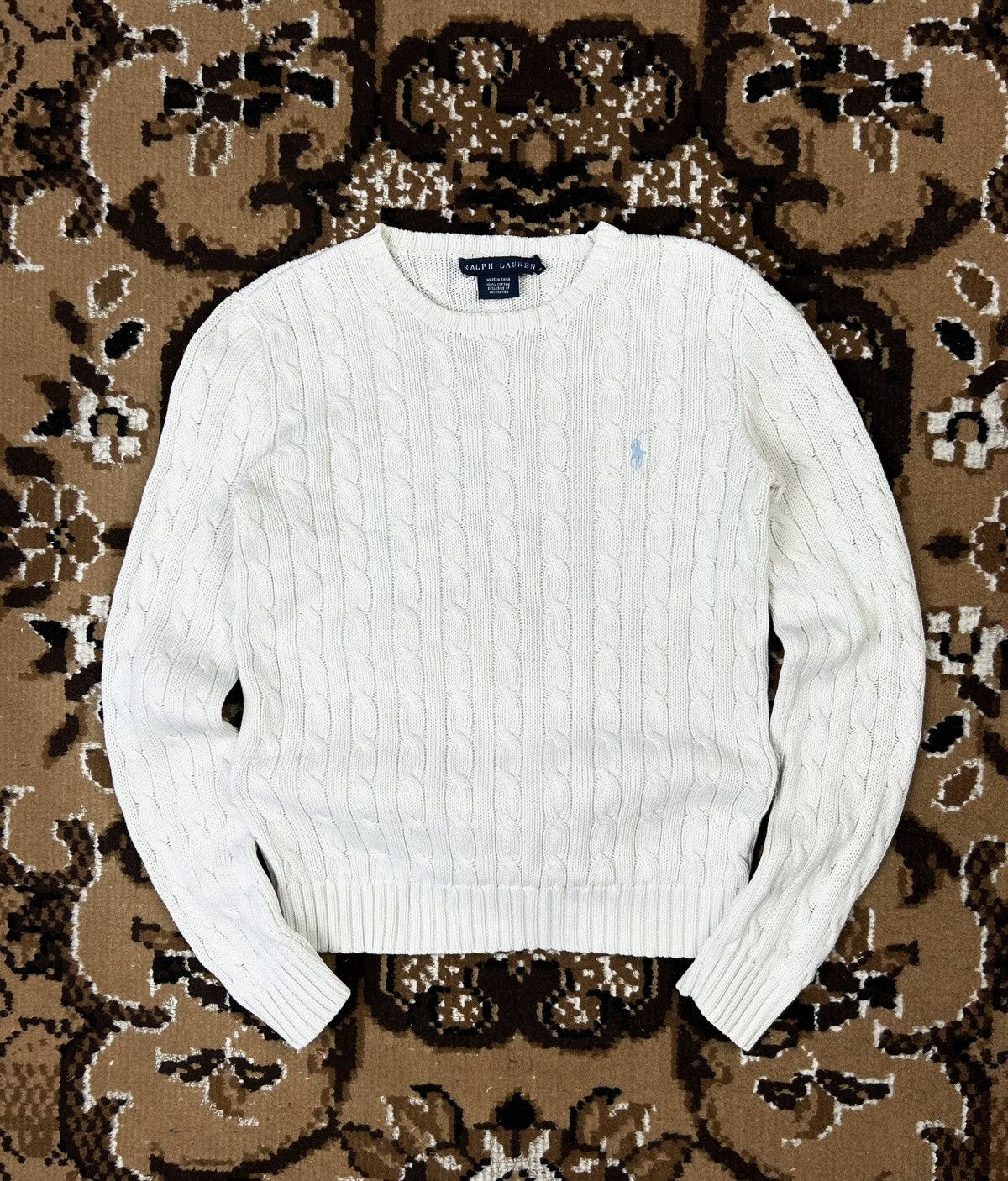 Polo Ralph Lauren × Vintage Vintage Polo Ralph Lauren White Knitted Sweater M size Size M / US 6-8 / IT 42-44 - 1 Thumbnail