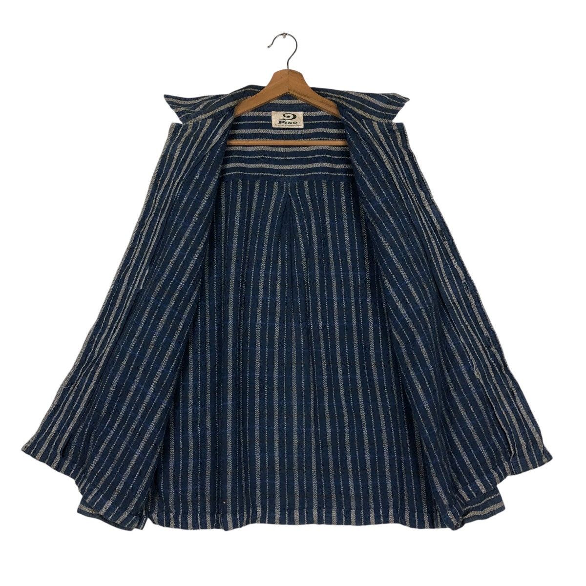 Indigo 📌Vintage Indigo Button Jacket Piko Striped Hickory Design Size US L / EU 52-54 / 3 - 14 Thumbnail
