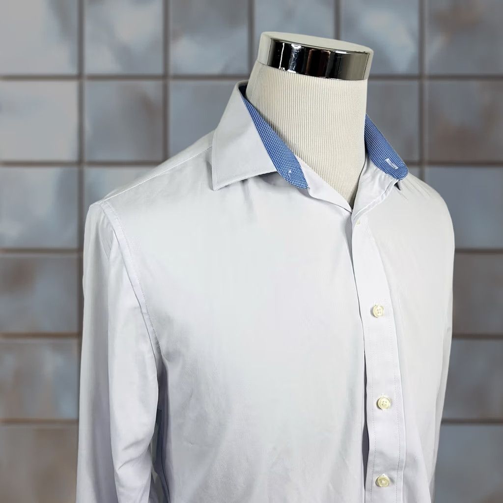 Vintage Nick Graham Dress Shirt 15.5 34/35 Stretch Modern Fit All White Mens Size 42R - 1 Thumbnail