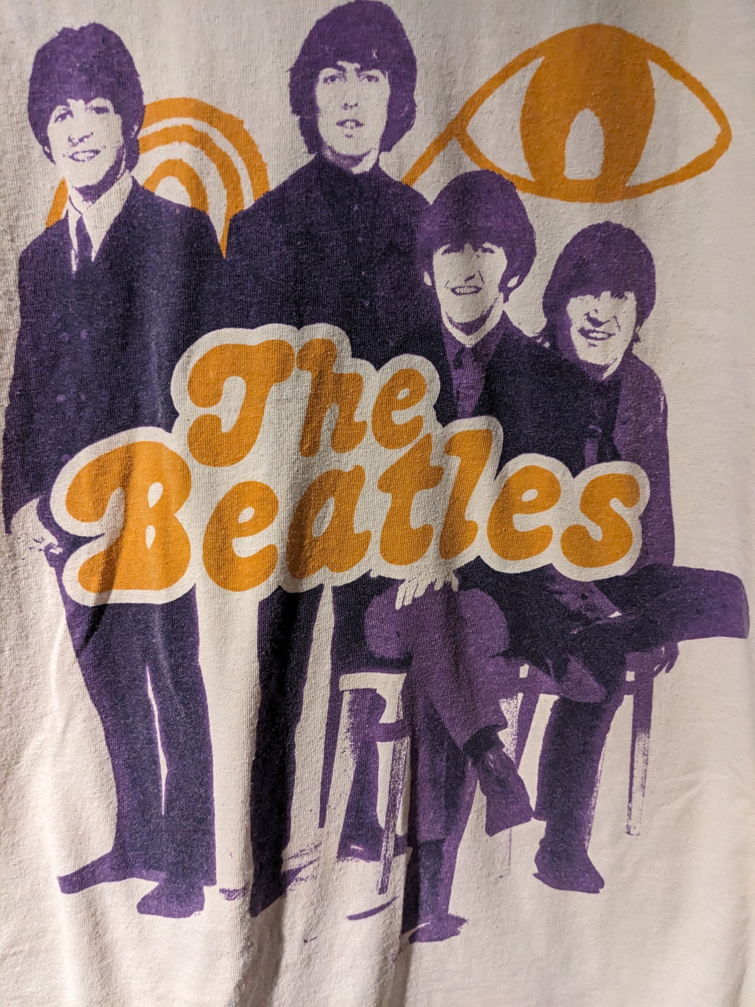 Band Tees × Vintage Vintage The Beatles Band Music Beige Large T-Shirt Size US L / EU 52-54 / 3 - 2 Thumbnail