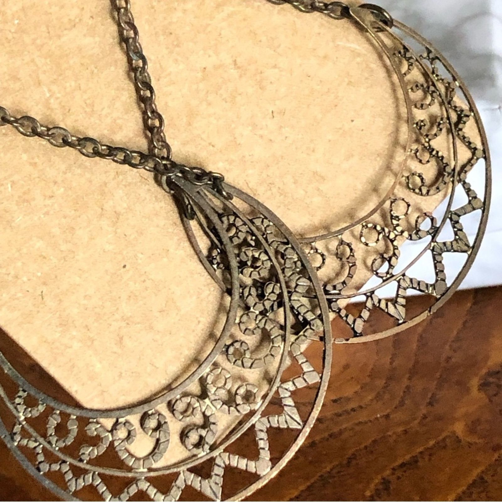Vintage Vintage delicate filigree brass tone dangle earrings Size ONE SIZE - 4 Thumbnail