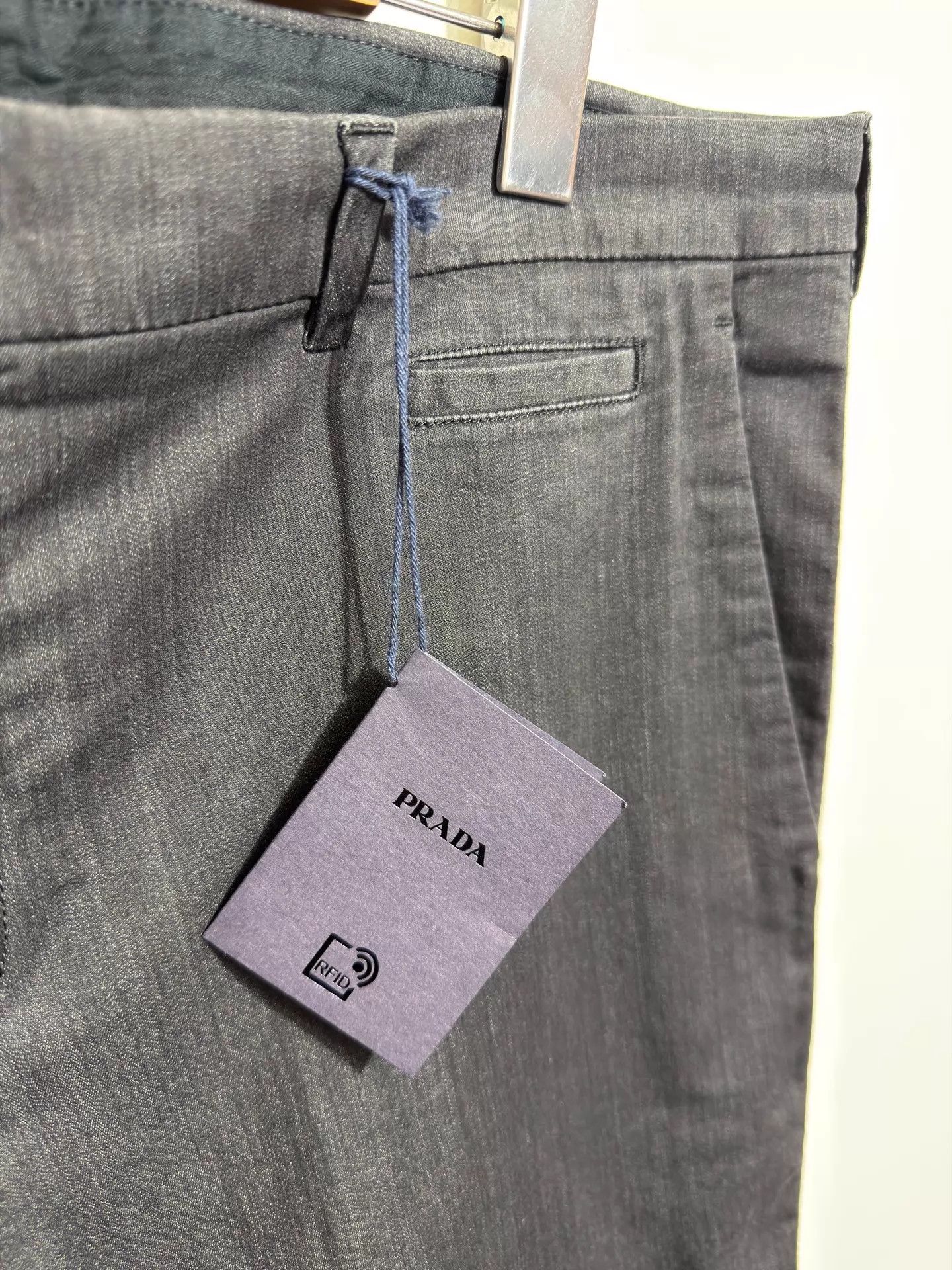 Prada Prada Slim 54 Black & Gray Cotton-Blend Trousers Size US 38 / EU 54 - 3 Thumbnail