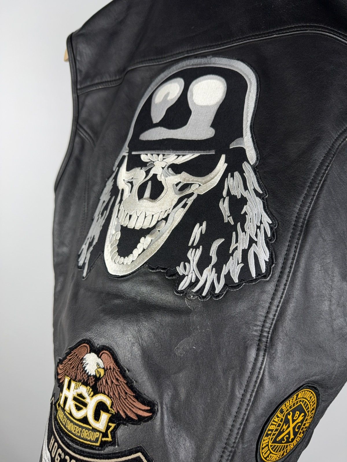 Vintage Real LEATHERICK Leather Biker Moto Racing Vest Skull Patch Size US S / EU 44-46 / 1 - 10 Thumbnail