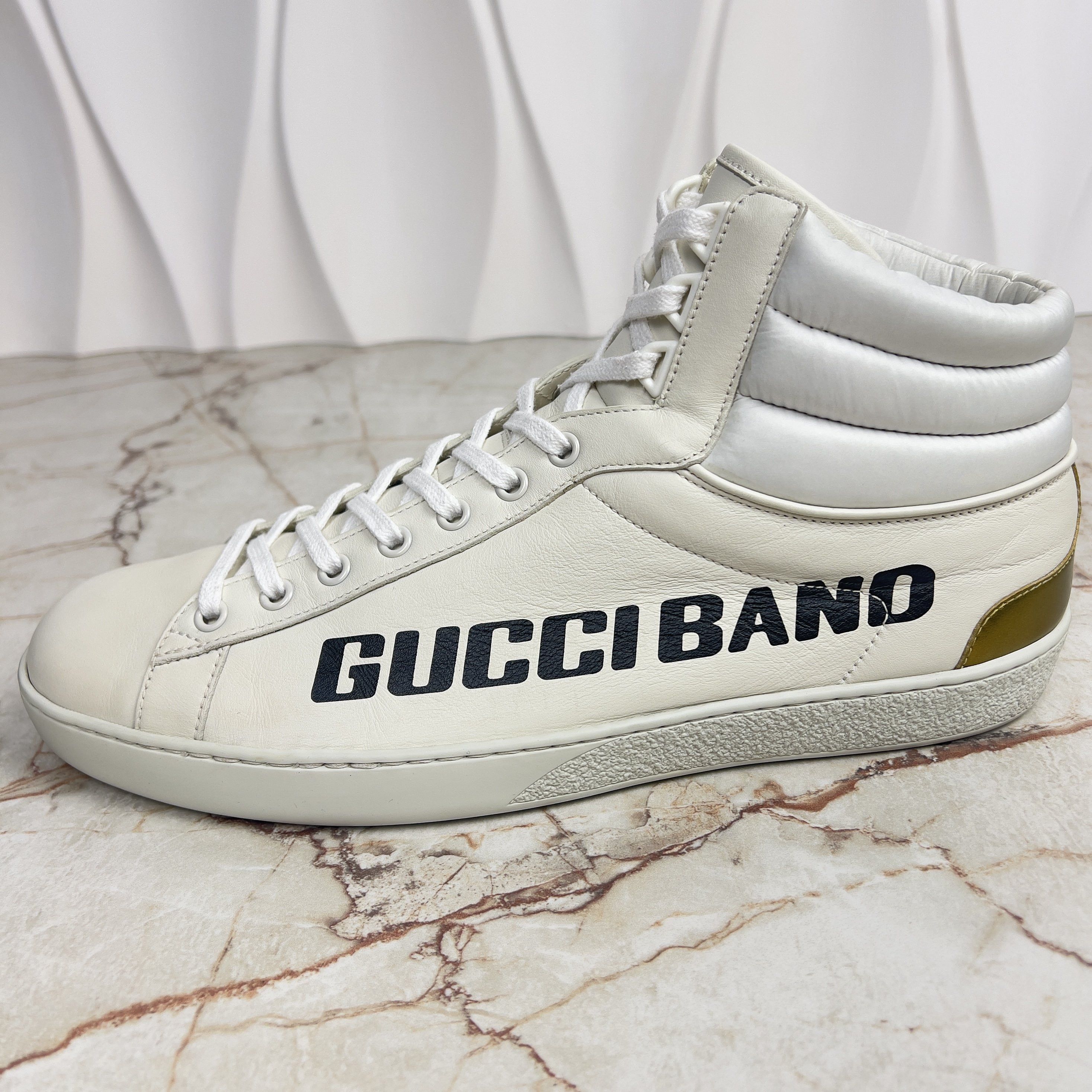 Gucci Ace Band Graphic Print Sneakers Calfskin White Size US 10.5 / EU 43-44 - 16 Thumbnail