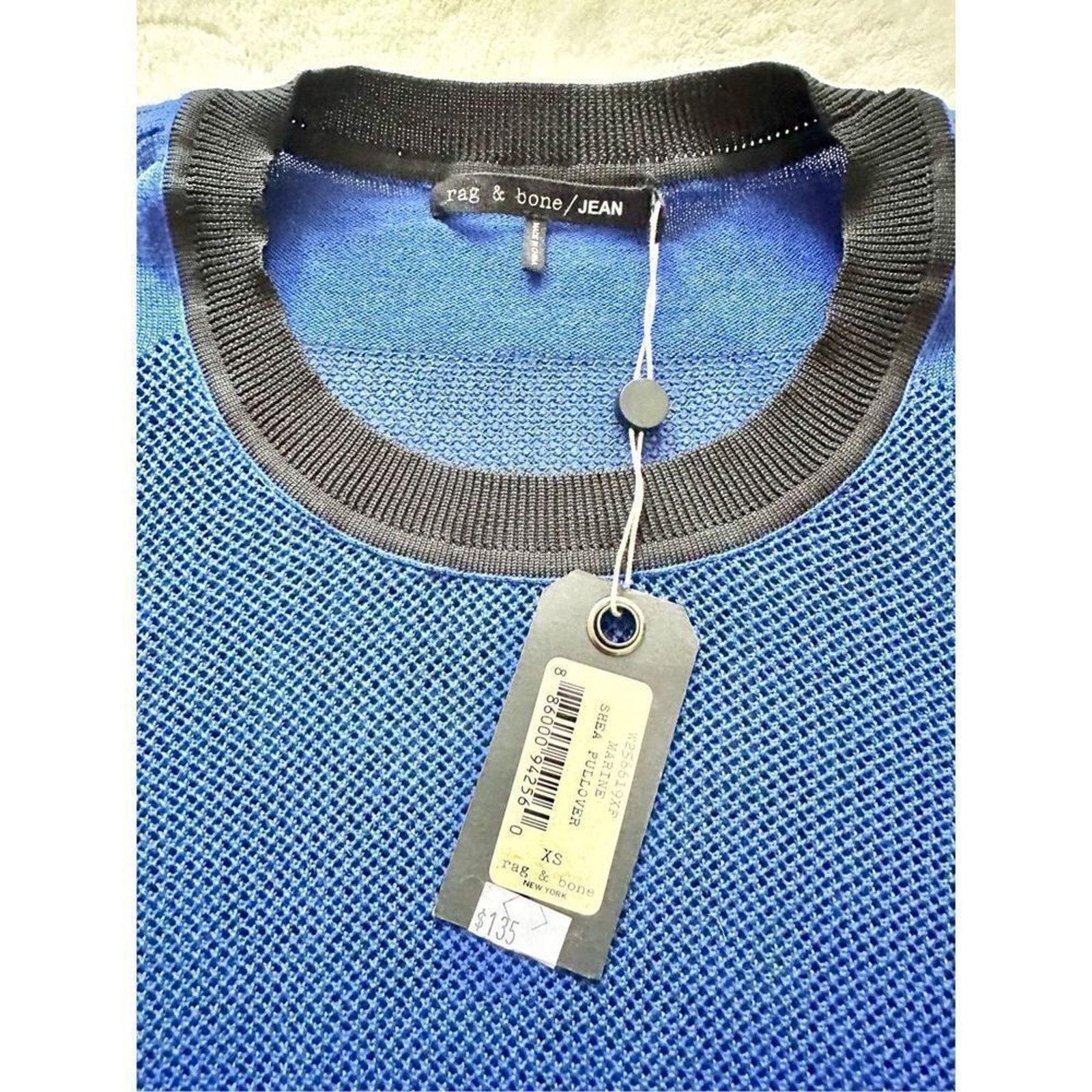 Rag & Bone Rag & Bone Mesh Knit Blouse - Blue Long Sleeve Top XS Size XS / US 0-2 / IT 36-38 - 3 Thumbnail