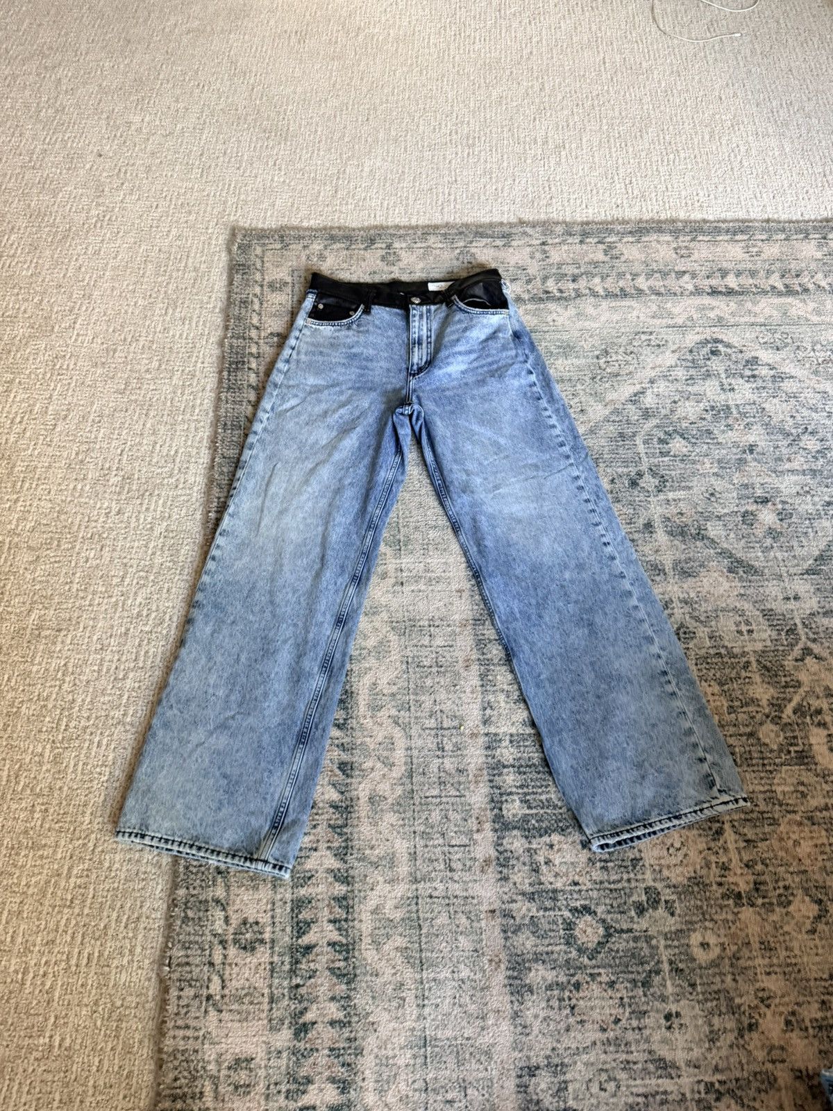 Rag & Bone Rag and Bone Shea faux leather wide leg mid rise jeans 28 Size 28" / US 6 / IT 42 - 9 Thumbnail