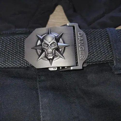 Other 120 cm Breathable Canvas Skull Buckle Belt Size ONE SIZE - 3 Thumbnail