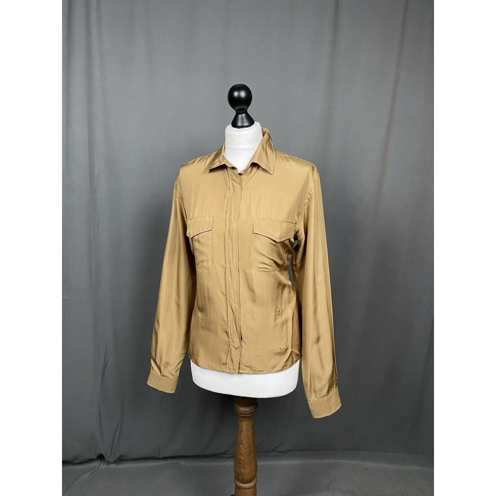 Prada Prada Women's Brown Silk Longsleeve Shirt Size 44 Size M / US 6-8 / IT 42-44 - 4 Thumbnail