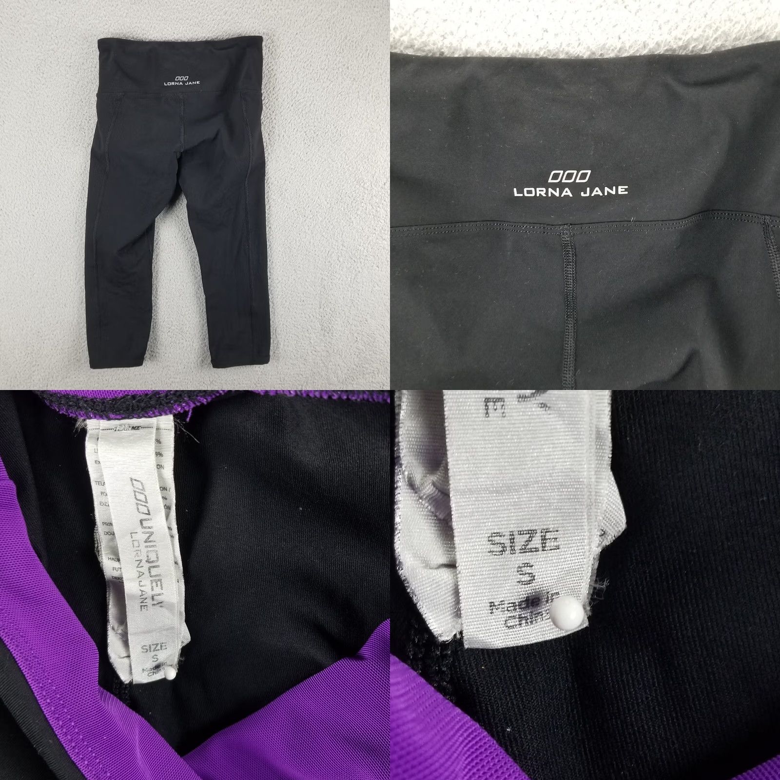 Vintage Lorna Jane Leggings Black Purple Size S Stretch Yoga Activewear Woman Small Size 28" / US 6 / IT 42 - 8 Thumbnail