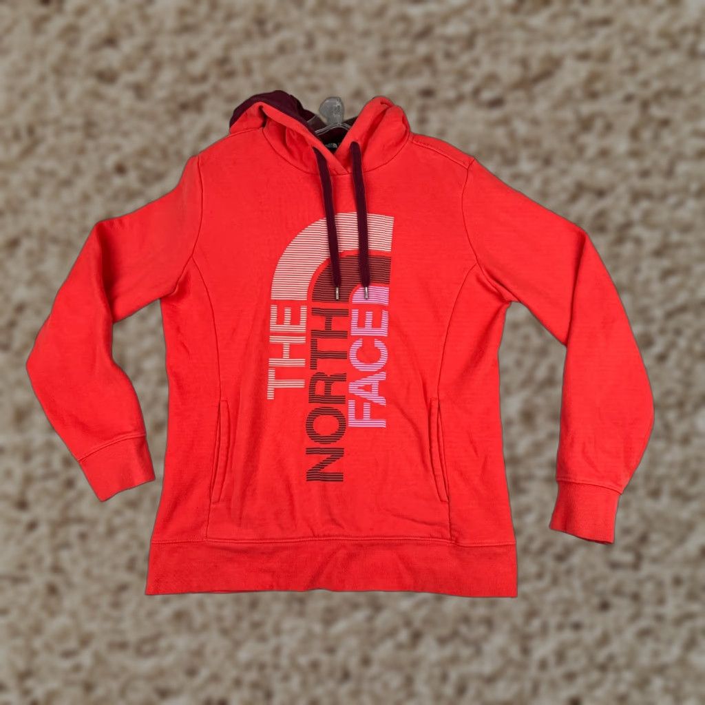 The North Face The North Face Hoodie Women L Coral Pink Pullover Sweatshirt Casual Solid Logo 90s Theme Mens Womens Size L / US 10 / IT 46 - 1 Thumbnail