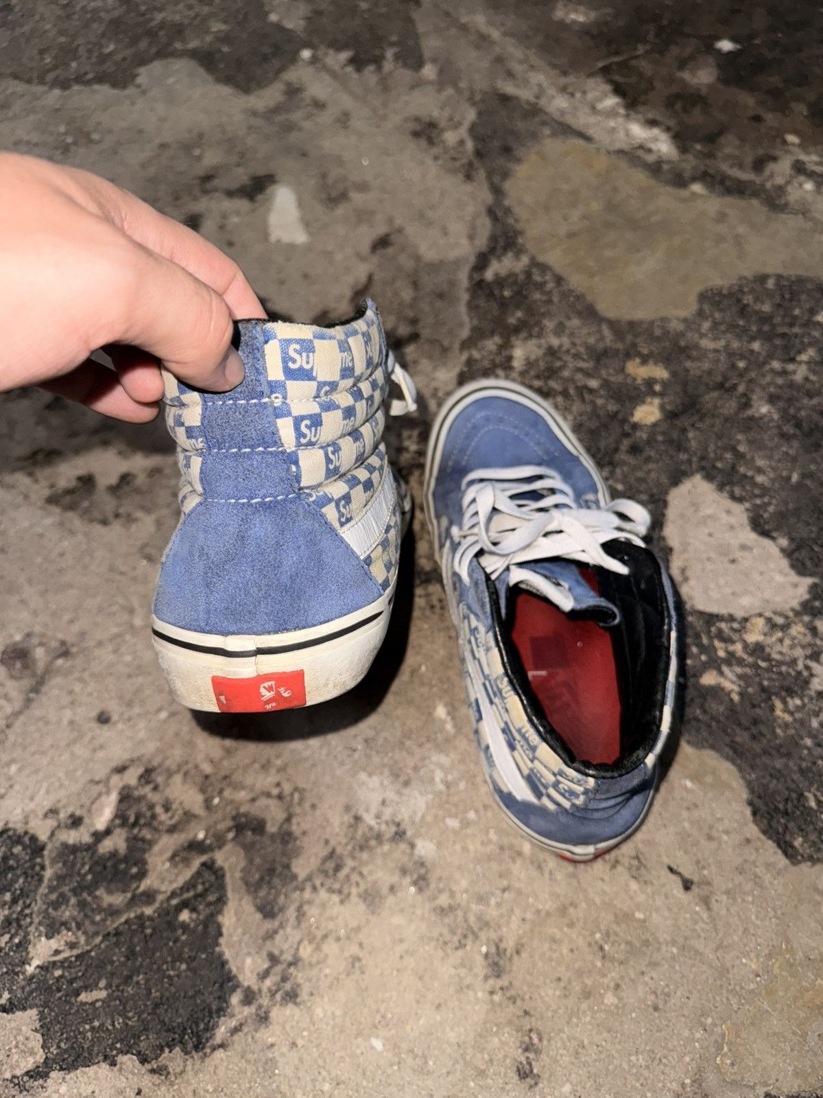 Supreme × Vans Supreme Vans Sk8-Hi Checkers Blue Size US 9 / EU 42 - 3 Thumbnail