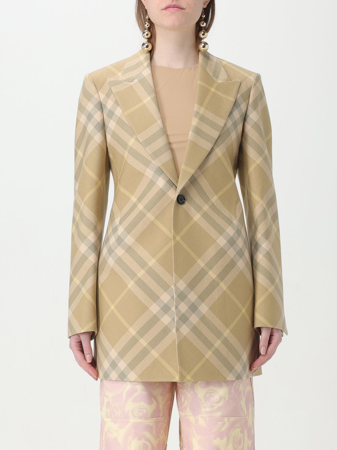 image of Burberry Blazer Woman Beige, Women's (Size Small)