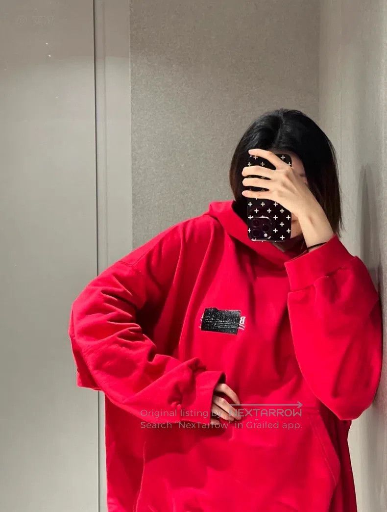 Balenciaga Coke Sweatshirt with Black Vinyl Overdye Red Co