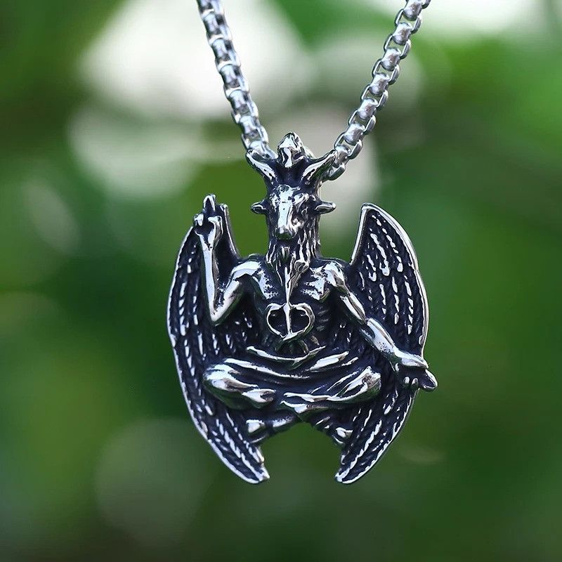 Jewelry Gothic Goat Pendant Necklace 2025 in Silver, Men's