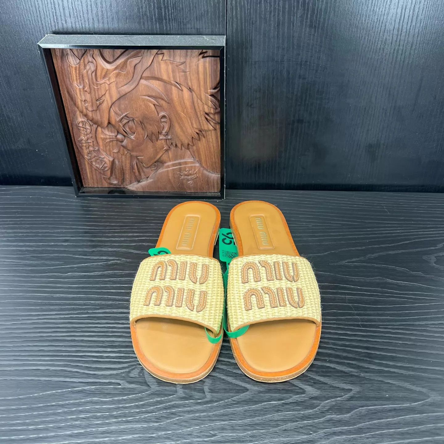 Miu Miu MIU MIU Off-White Brown Woven Slippers 38.5 Box New Size US 8 / IT 38 - 4 Thumbnail