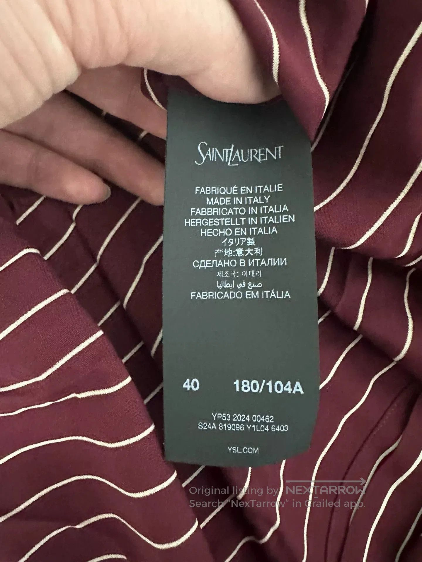 Saint Laurent Paris Saint Laurent Burgundy Striped Shirt. Size US M / EU 48-50 / 2 - 2 Thumbnail