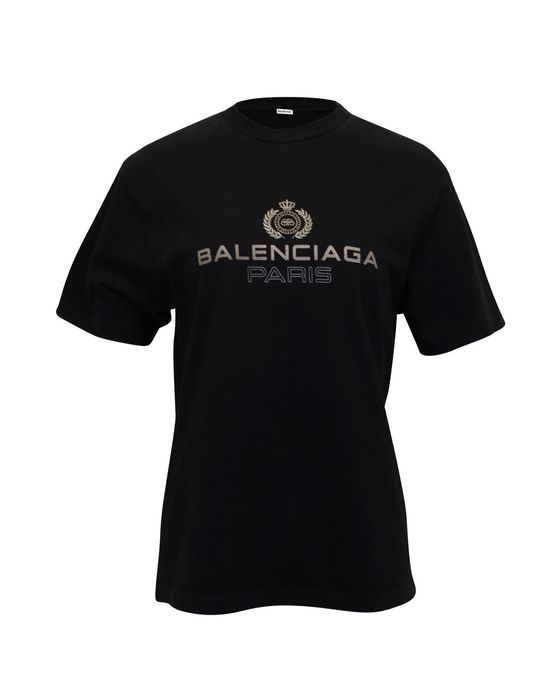 Balenciaga Balenciaga Paris Laurel Graphic T-shirt in Black Cotton ...