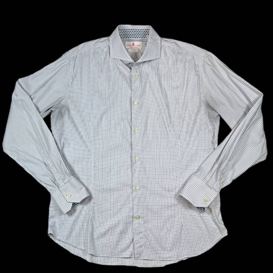 Eredipisano Eredi Pisano White/Blue Dress Shirt | Size 18 Size US L / EU 52-54 / 3 - 1 Thumbnail
