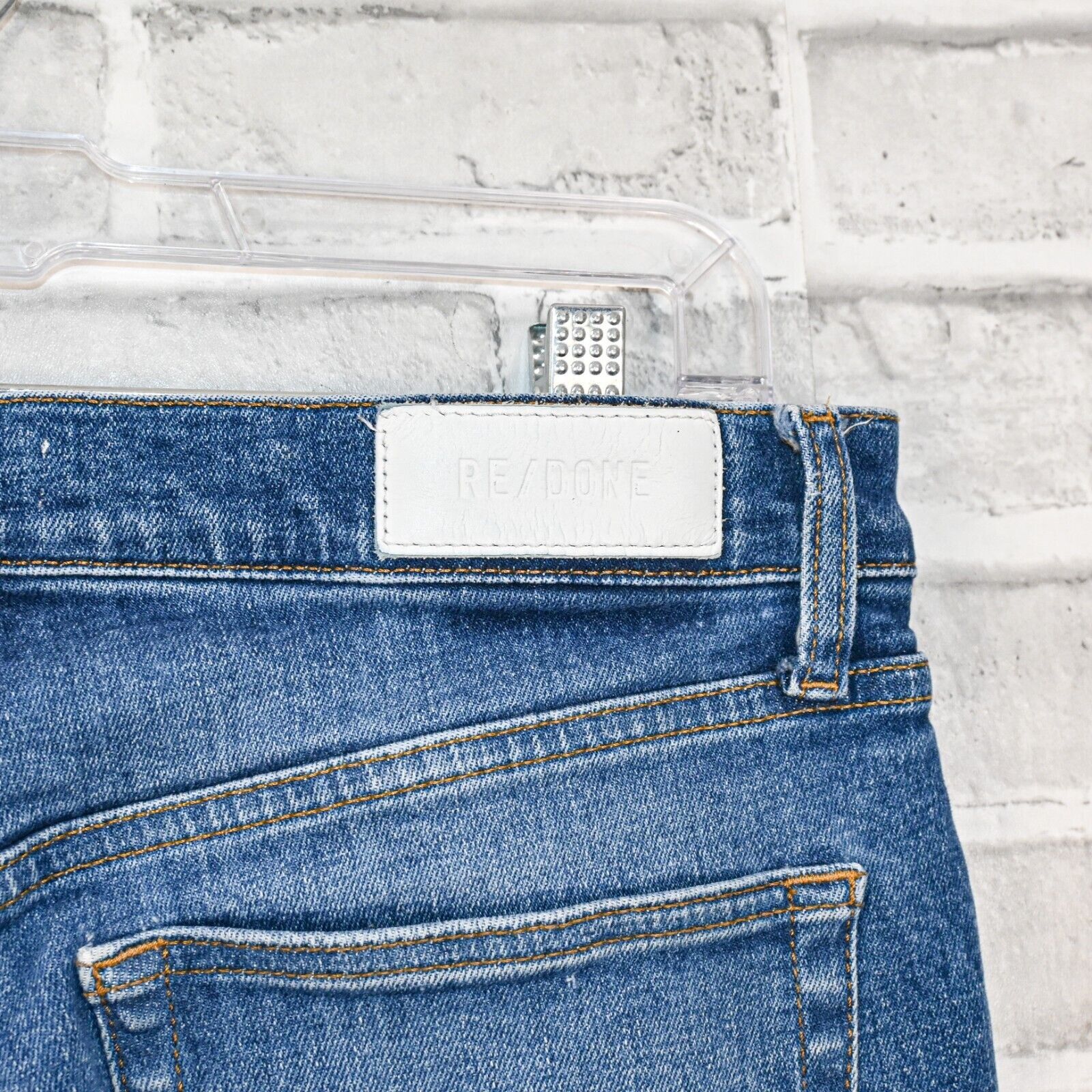 RE/DONE RE/DONE 90s High Rise Ankle Crop Denim Jeans Distressed Size 31" - 9 Thumbnail